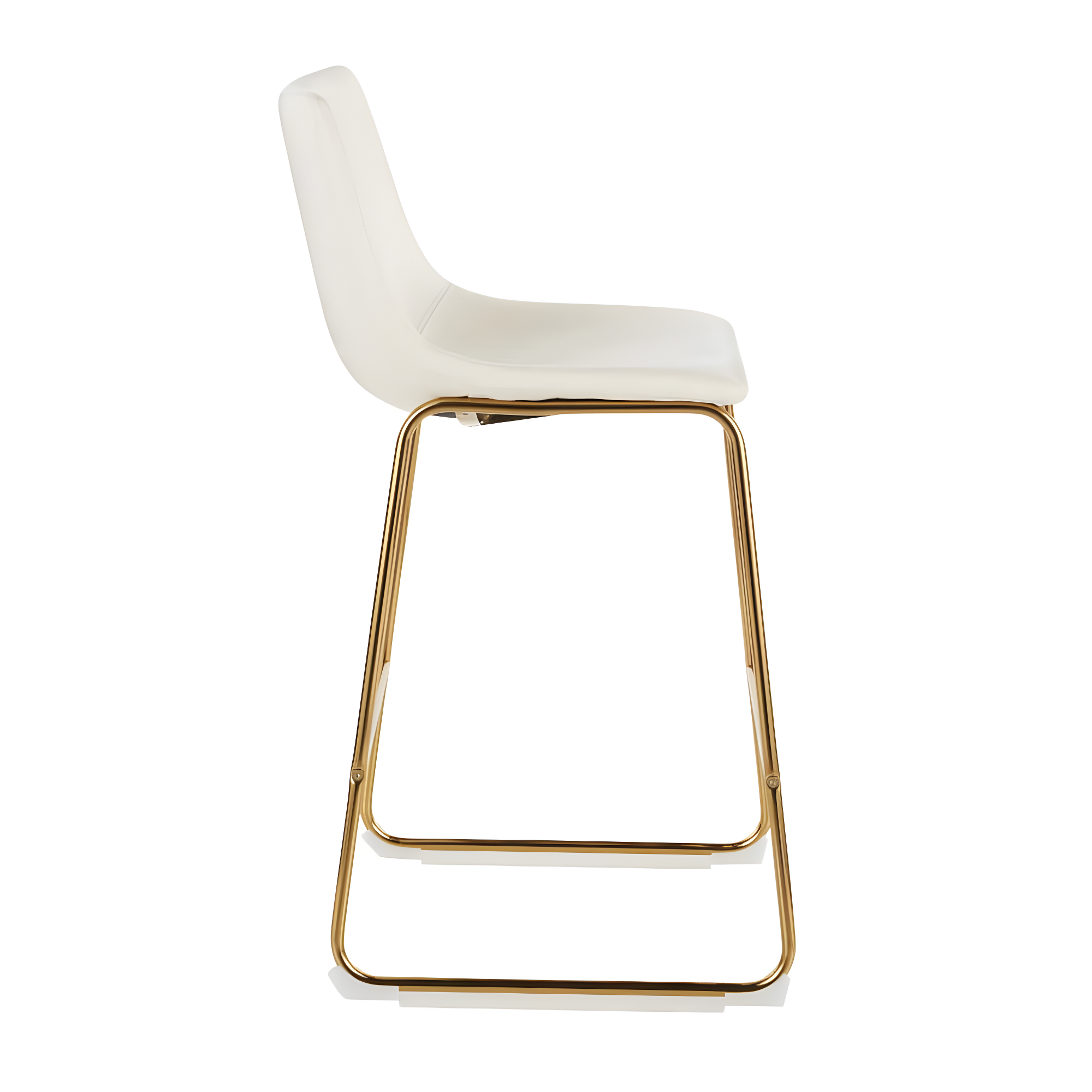LumiSource Gold Metal, White PU Duke Counter Stool - Set of 2