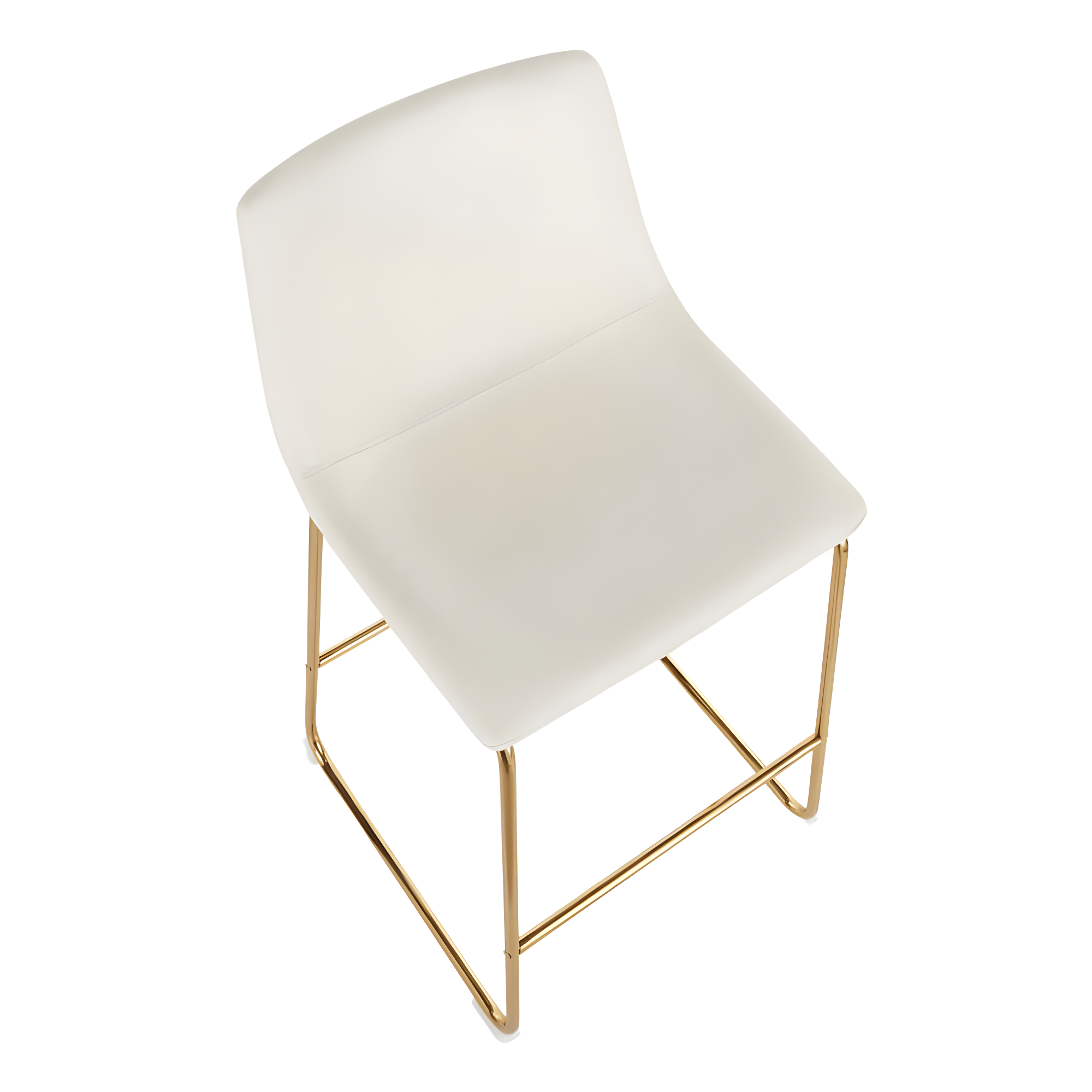 LumiSource Gold Metal, White PU Duke Counter Stool - Set of 2
