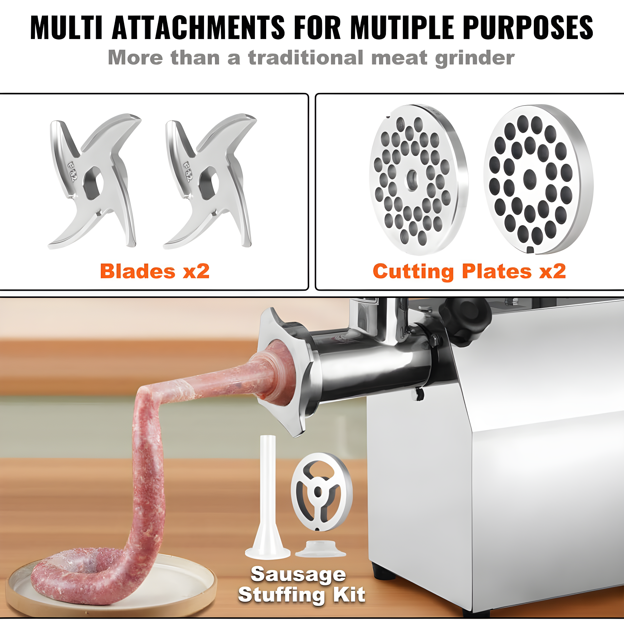 VEVOR Stainless Steel Electric Meat Grinder | Wayfair