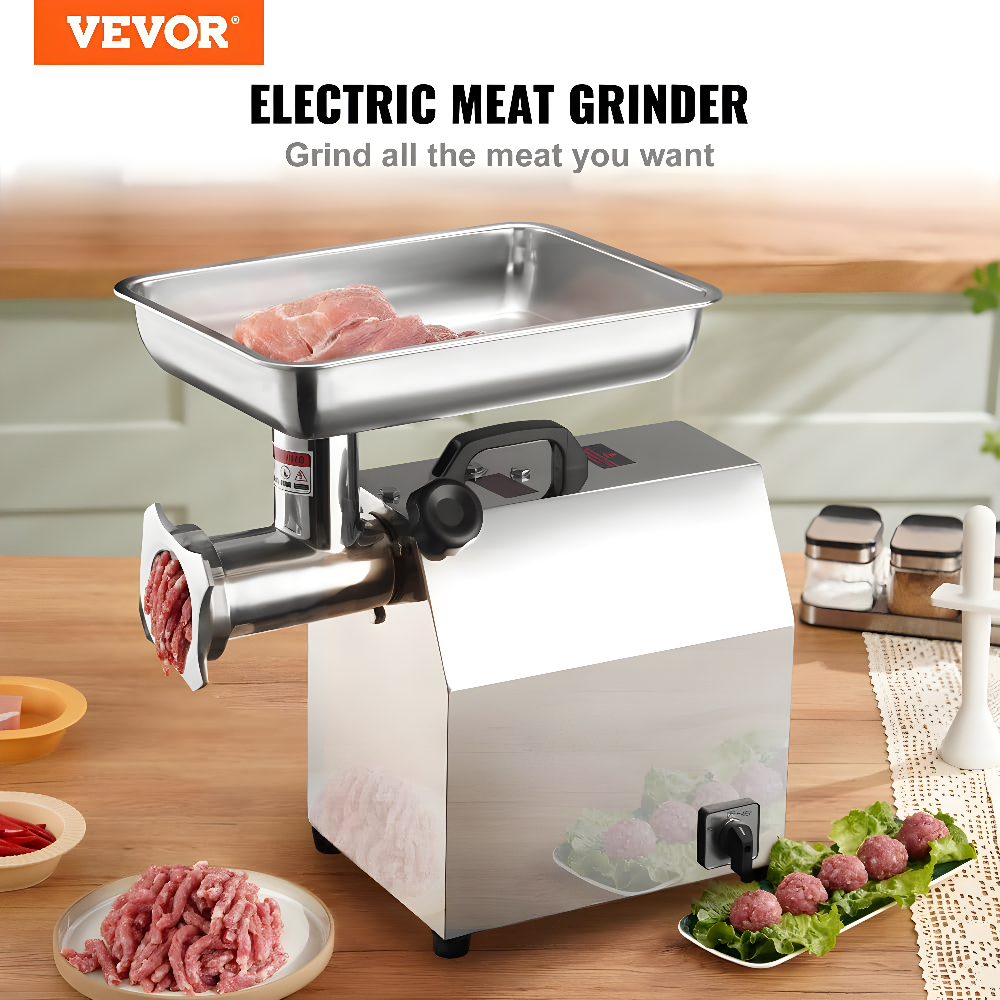 VEVOR Stainless Steel Electric Meat Grinder | Wayfair