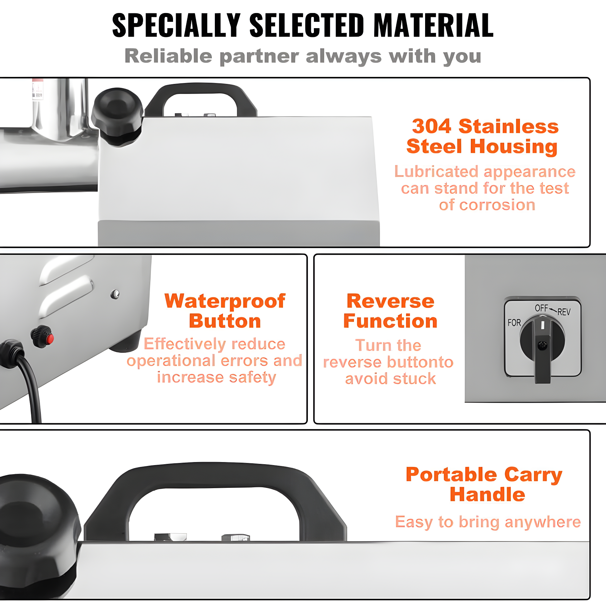 VEVOR Stainless Steel Electric Meat Grinder | Wayfair