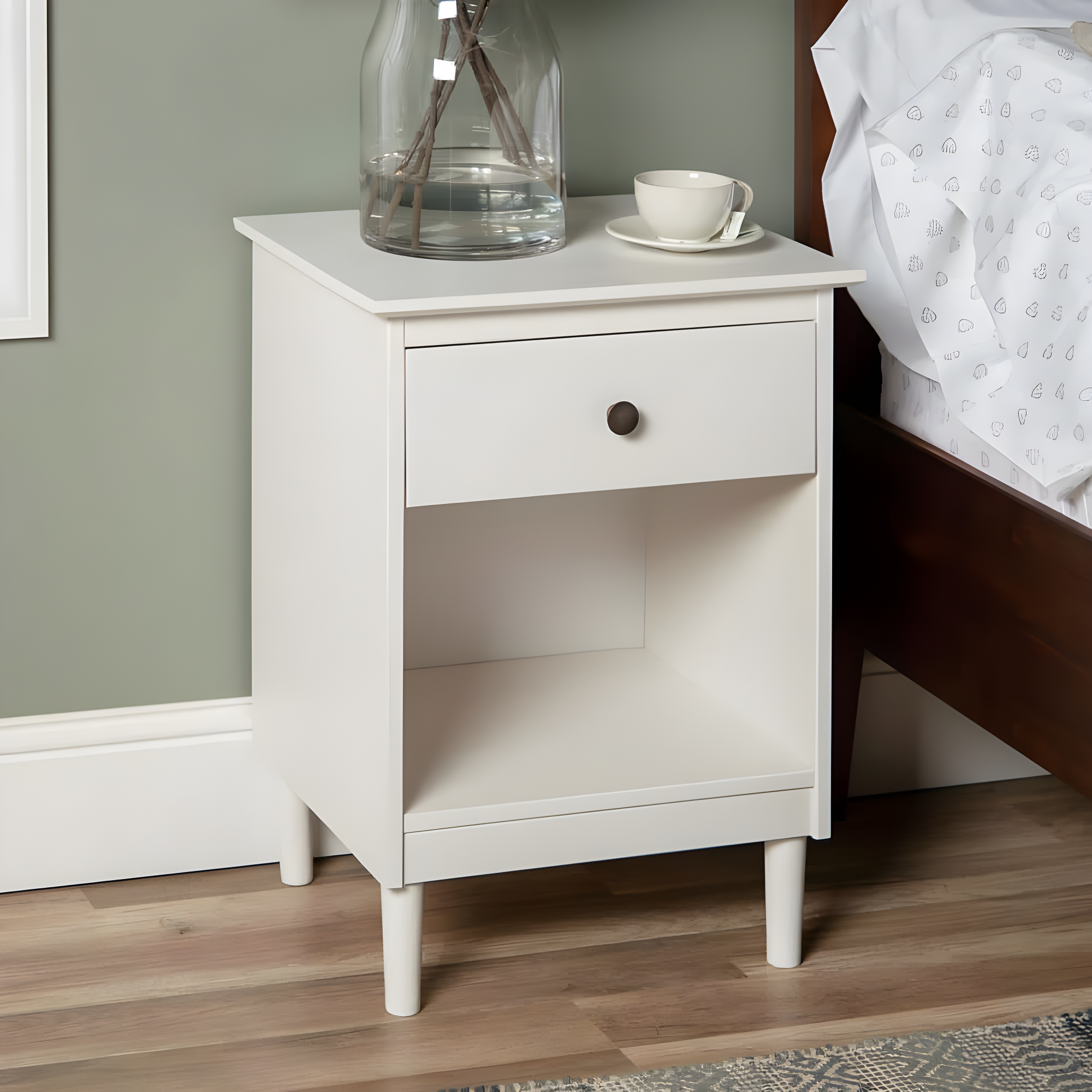 Mags Solid Wood Groove 2-Drawer Nightstand