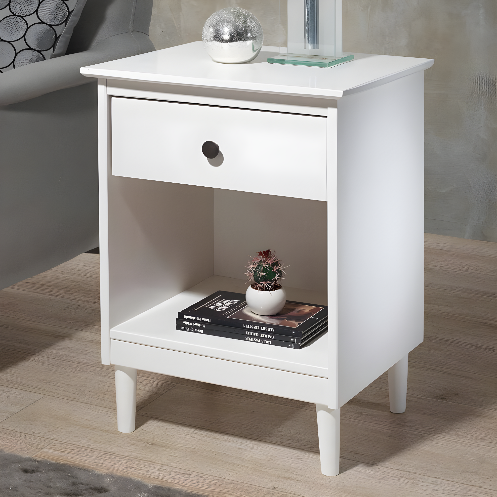 Mags Solid Wood Groove 2-Drawer Nightstand