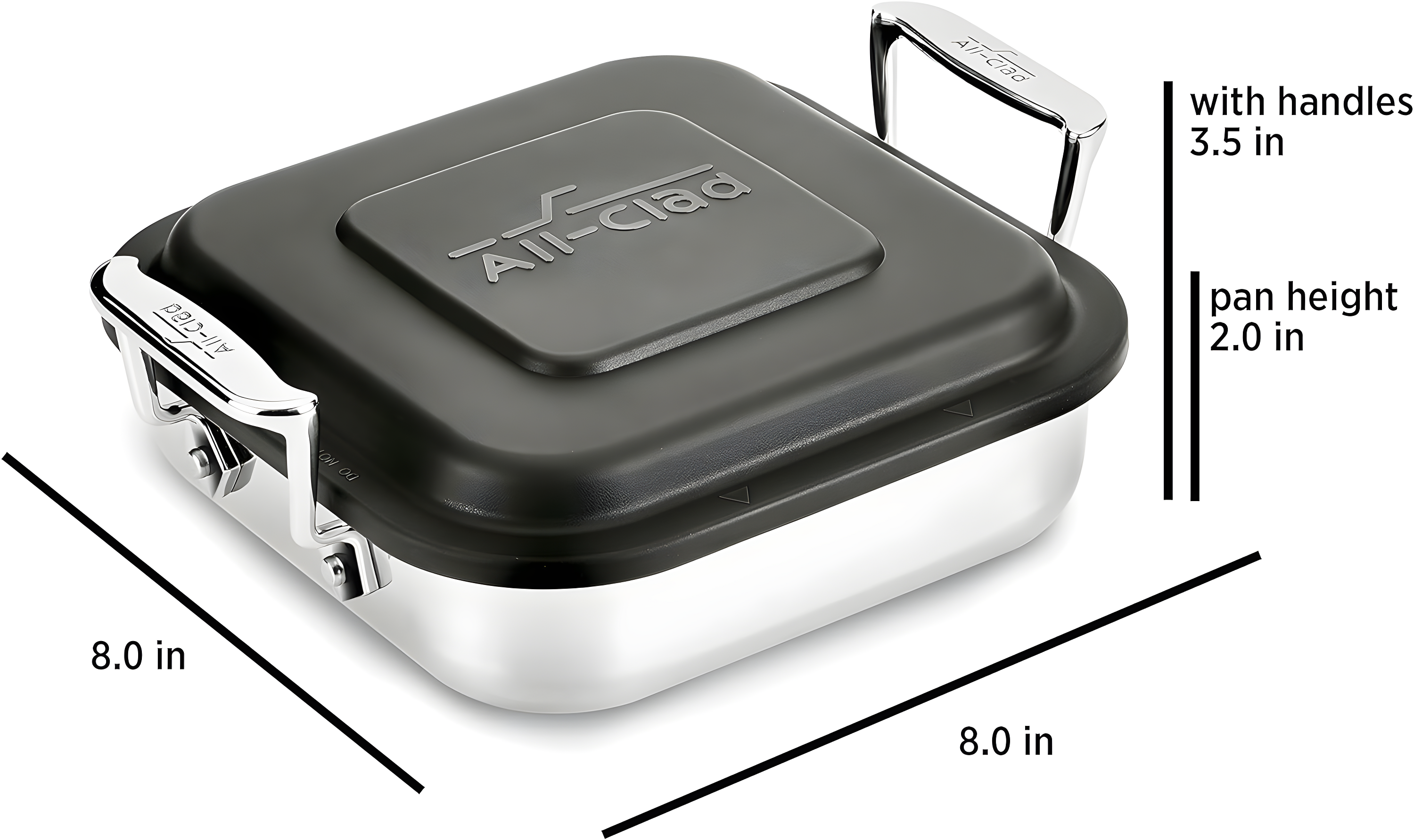 All-Clad 8" Stainless Steel Square Baker with Lid, Gourmet Accessories, Silver