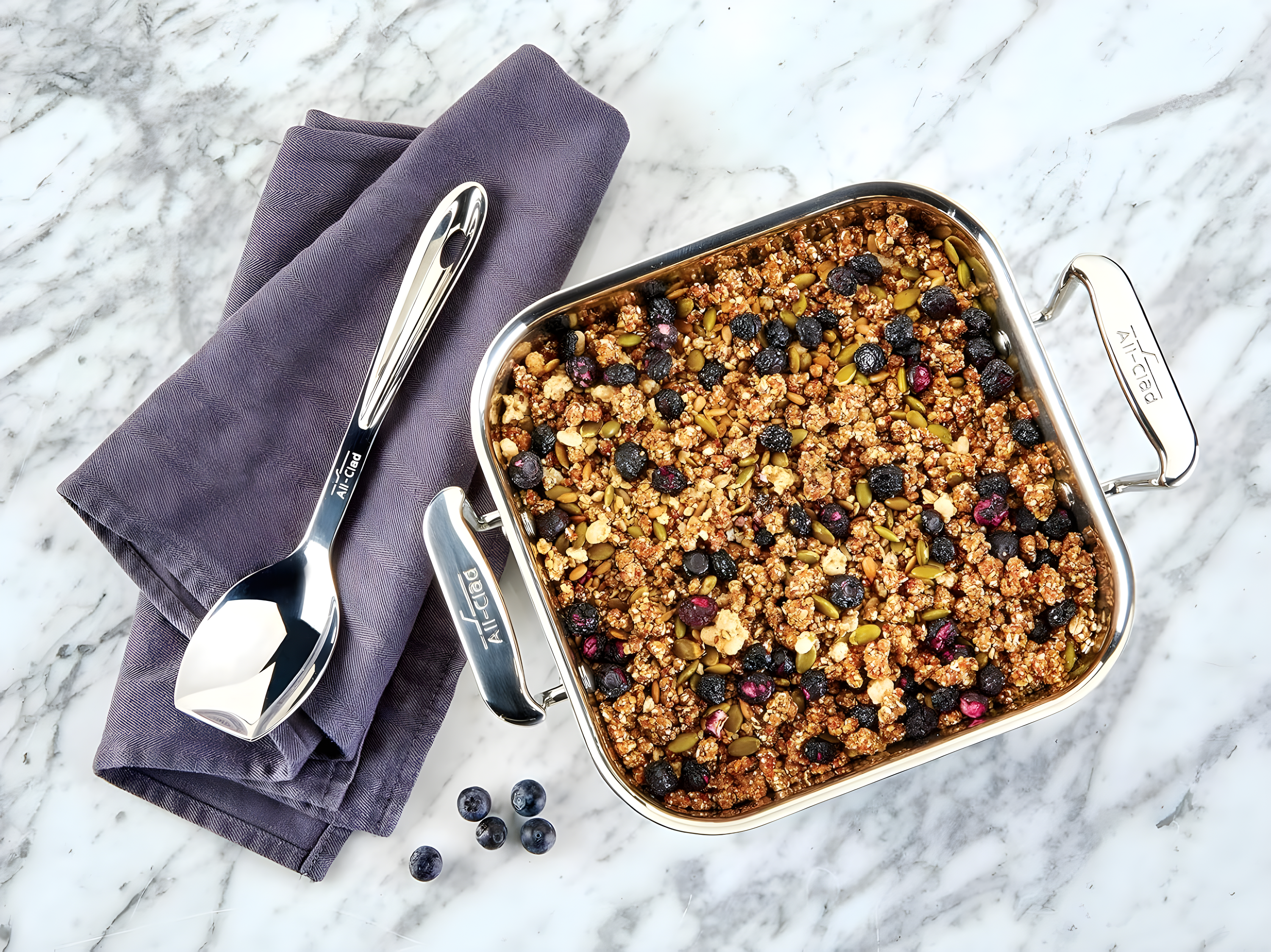 All-Clad 8" Stainless Steel Square Baker with Lid, Gourmet Accessories, Silver