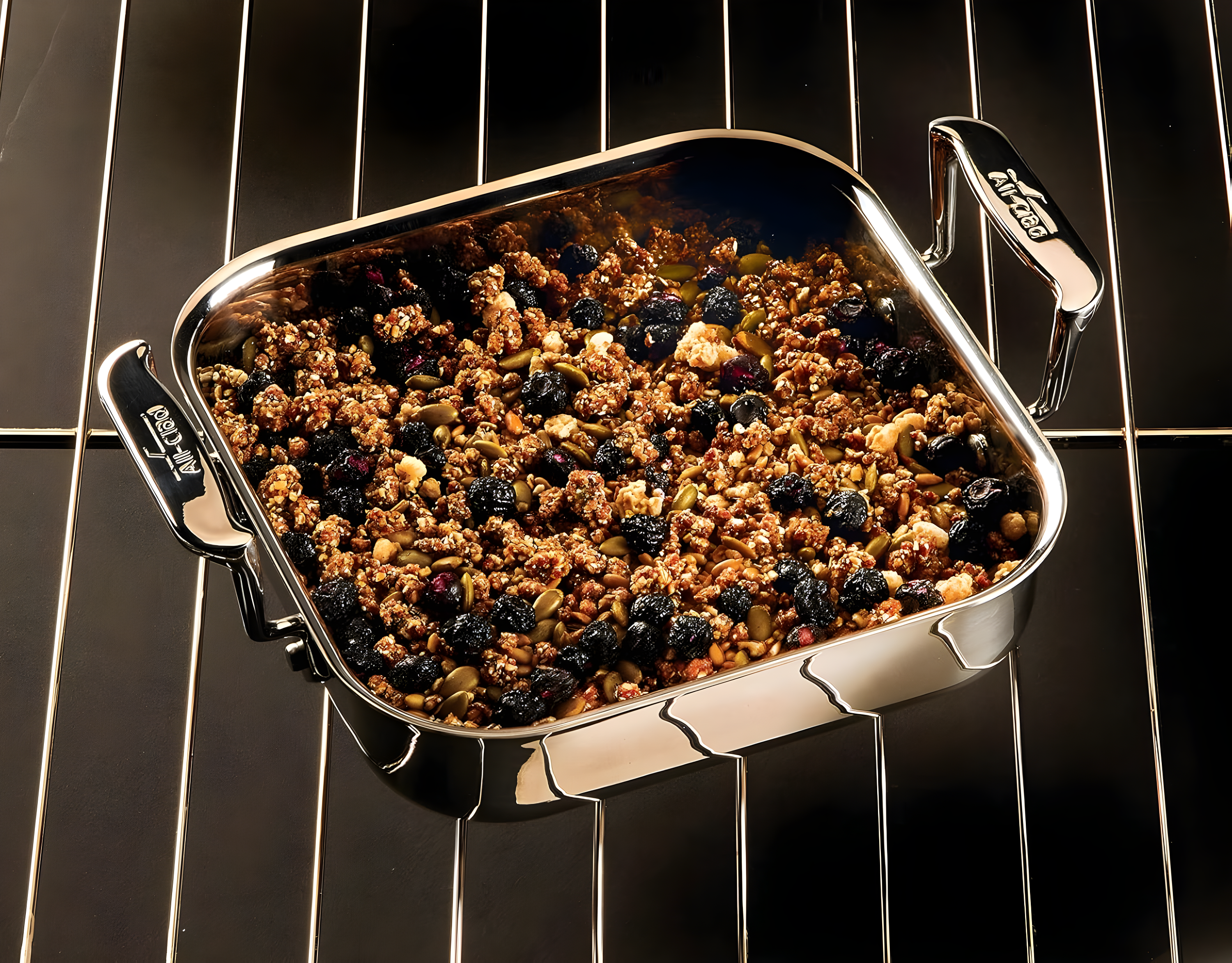 All-Clad 8" Stainless Steel Square Baker with Lid, Gourmet Accessories, Silver