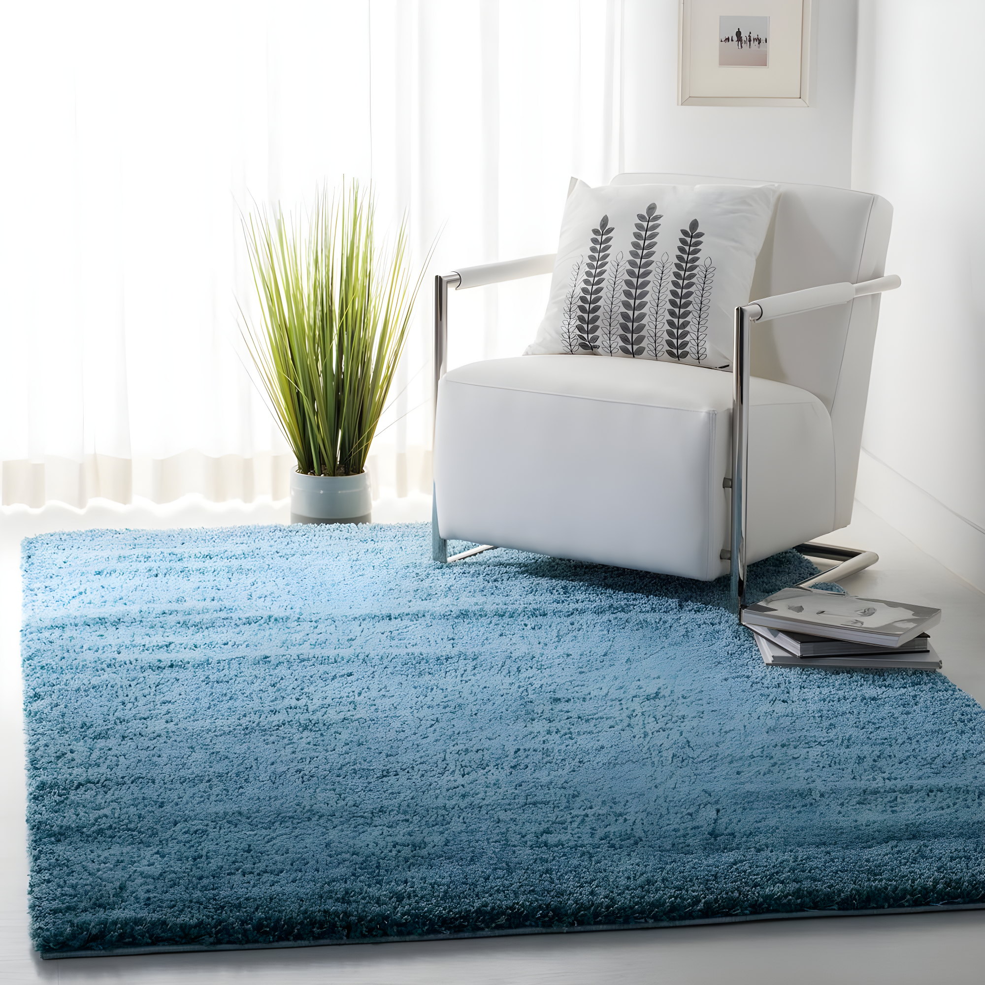 Shag SG151 Power Loomed Area Rug - Turquoise - 4'x4' - Safavieh.