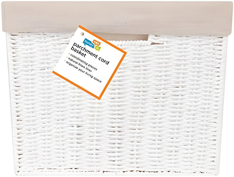 Honey-Can-Do Paper Rope and Steel Large Storage Basket with Liner, White/Natural