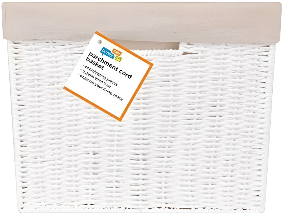 Honey-Can-Do Paper Rope and Steel Large Storage Basket with Liner, White/Natural