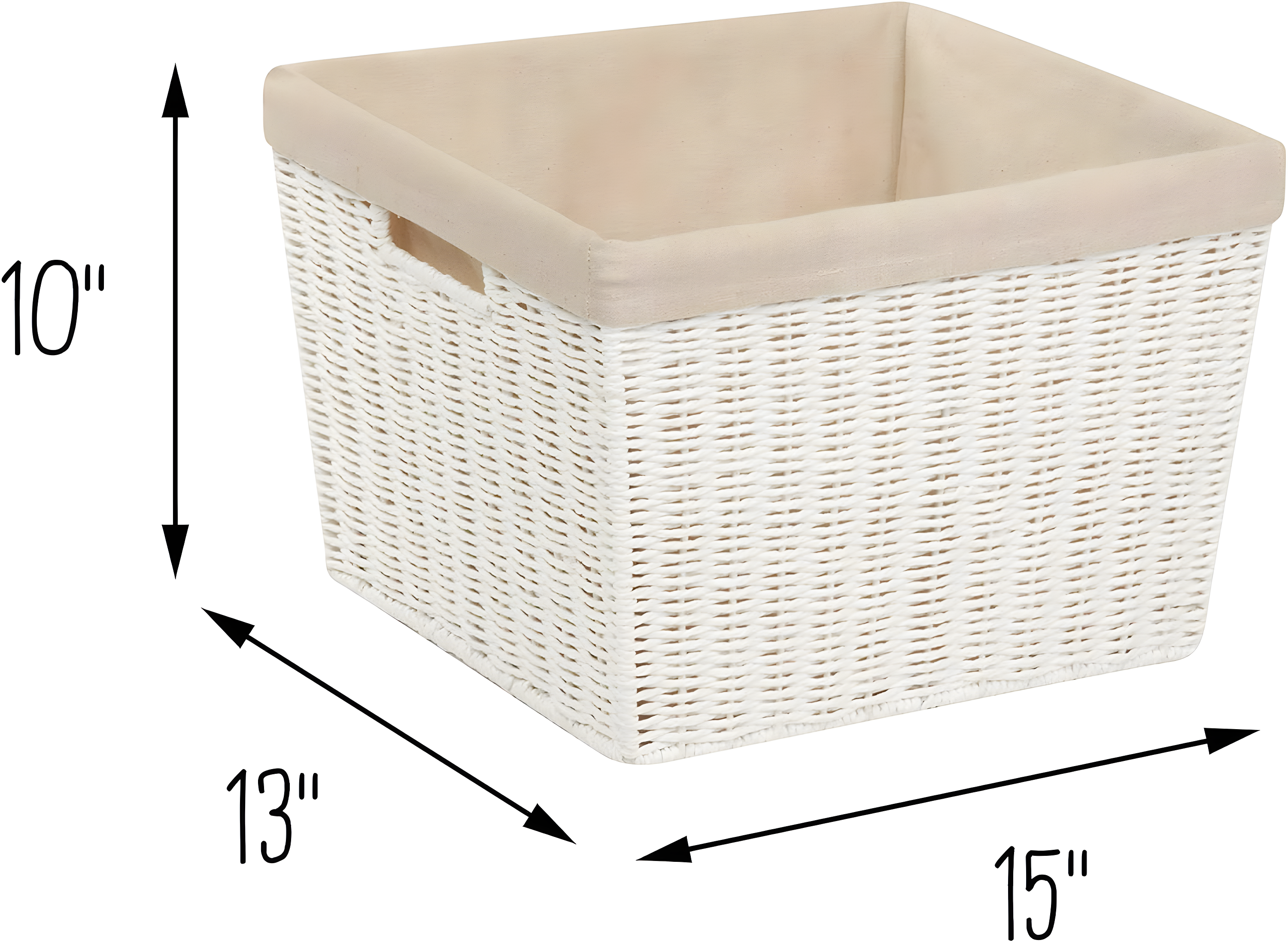 Honey-Can-Do Paper Rope and Steel Large Storage Basket with Liner, White/Natural