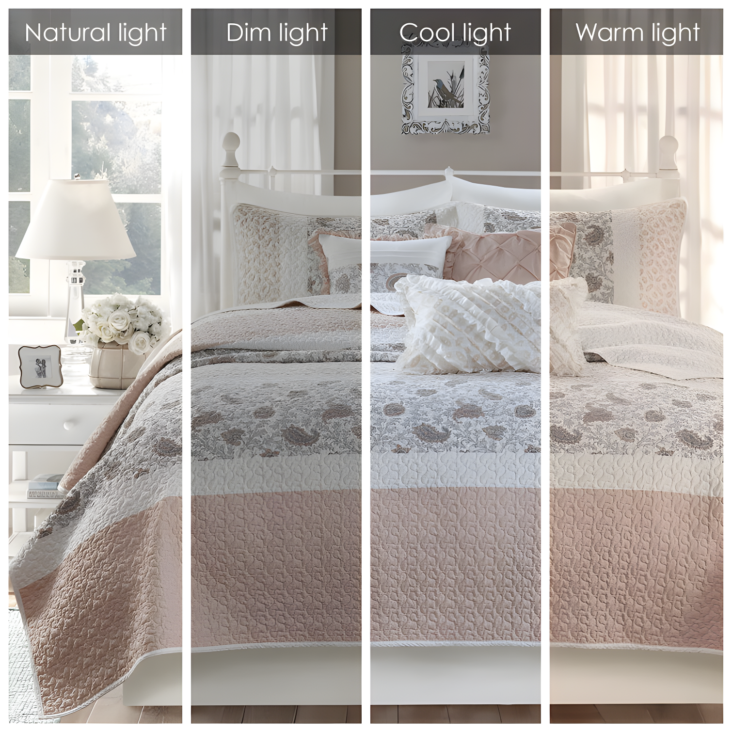 Madison Park Dawn 6 Piece Cotton Percale Quilt Set with Throw Pillows