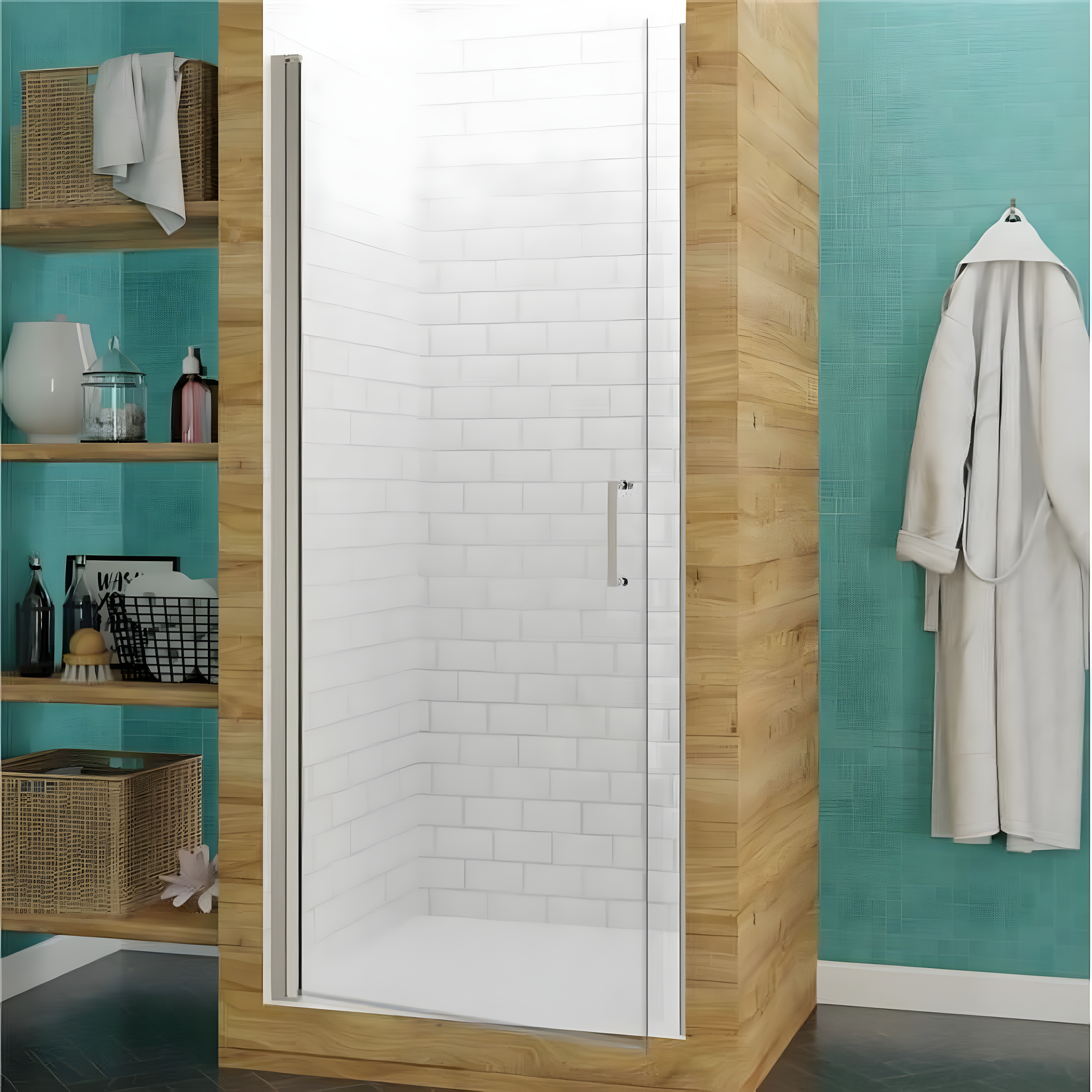 Lancer Series 29" W x 72" H Hinged Semi-Frameless Shower Door