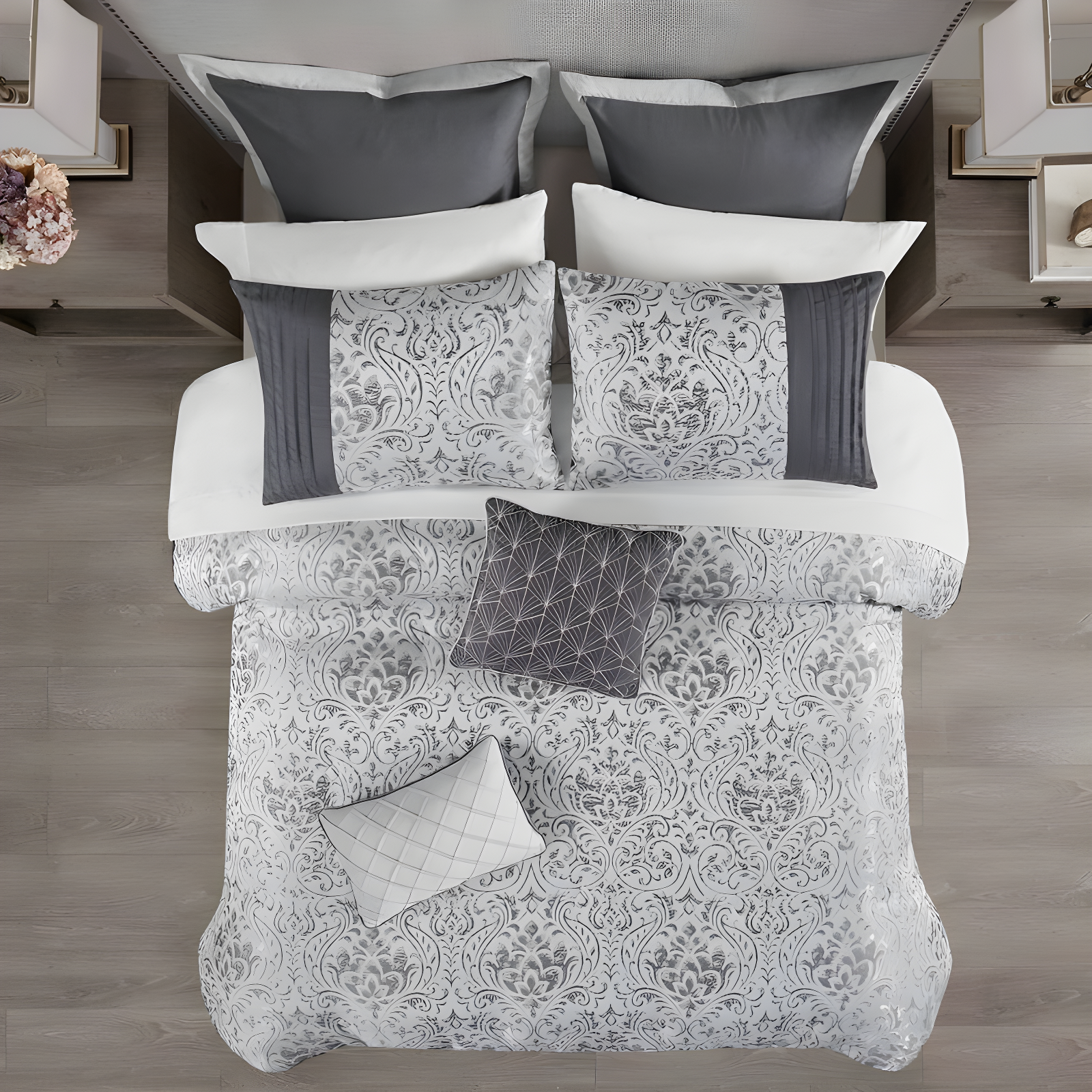 Emilia 12 Piece Jacquard Comforter Set with Bed Sheets