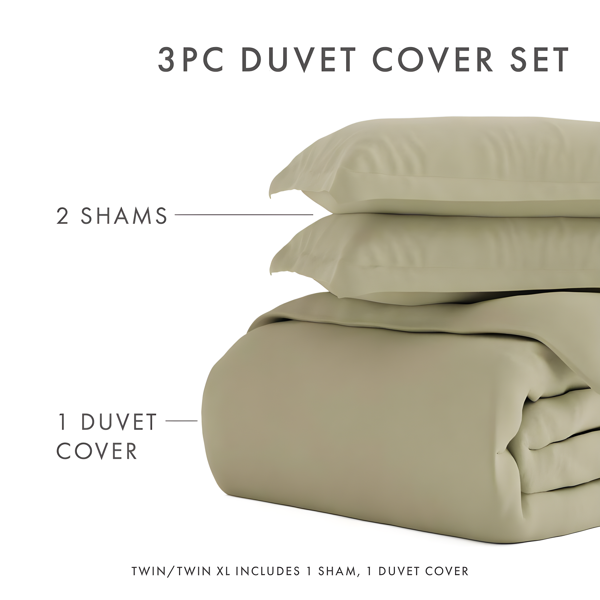 Sage Green Microfiber Twin Duvet Cover Set with Pillow Shams