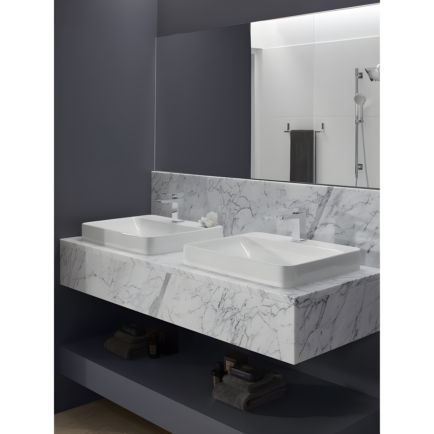 Vox® Vitreous China Rectangular Vessel Bathroom Sink with Overflow