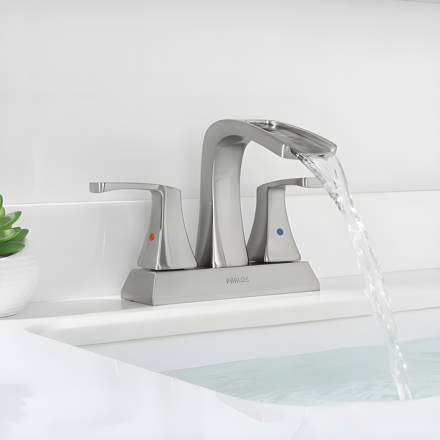 Doris Waterfall Centerset 2-handle Bathroom Faucet with Drain Assembly