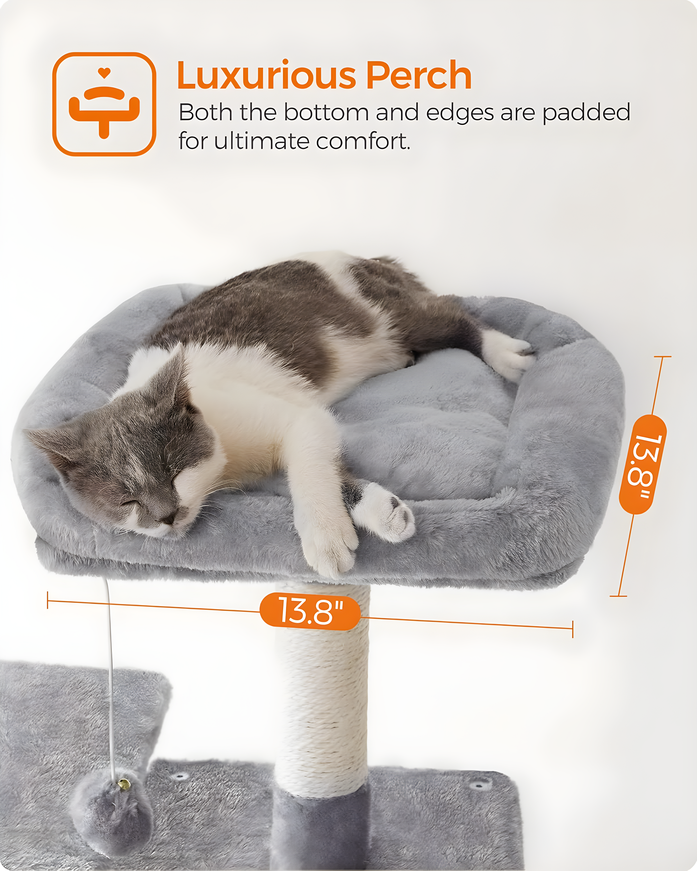 56.3'' Cat Tree Tower for Indoor Cats ,Multi-Level Cat Condo Cat Furniture with Scratching Posts, Perches, Hammock, Cave ,Light Gray