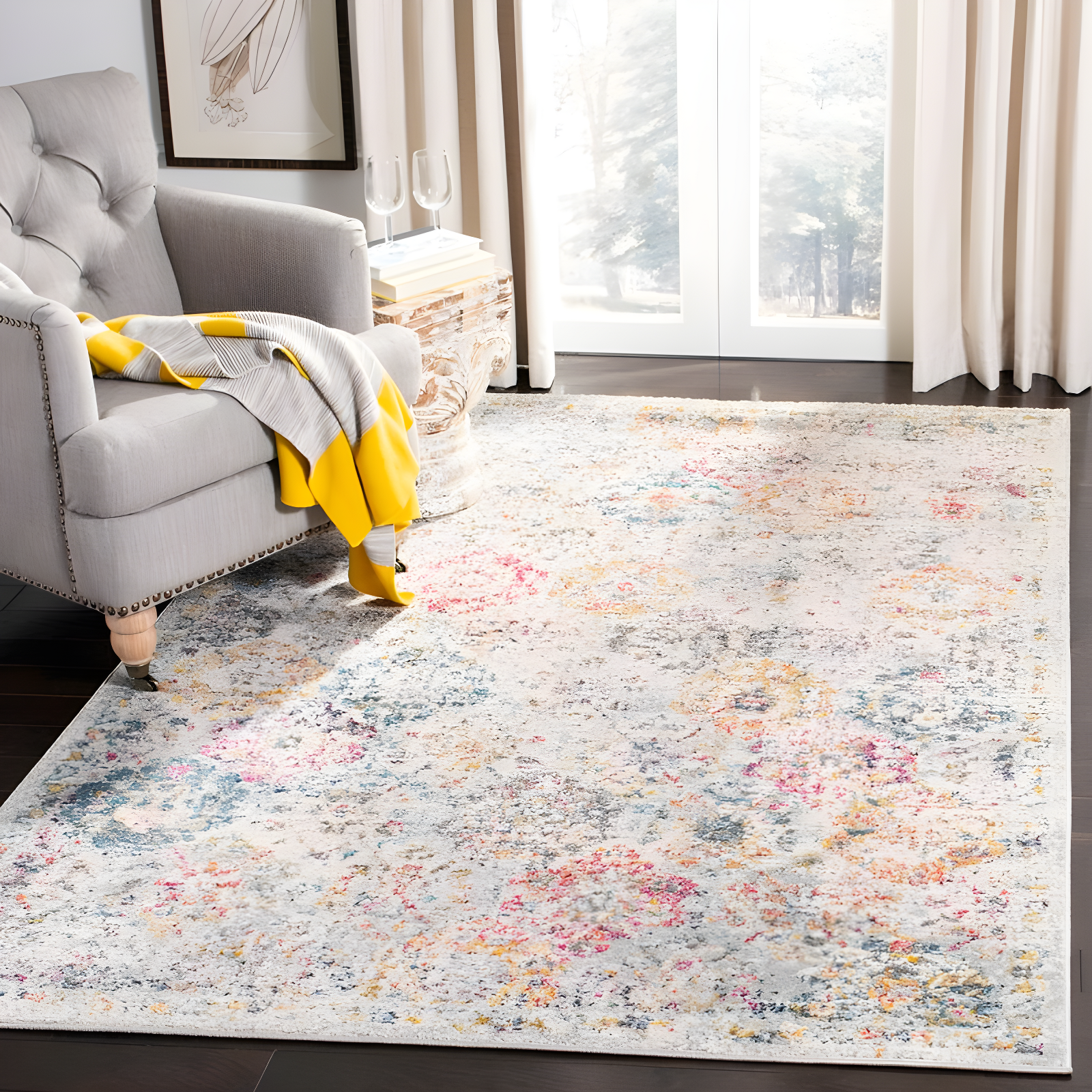 Madison MAD611 Power Loomed Indoor Area Rug - Grey/Gold - 4'x6' - Safavieh