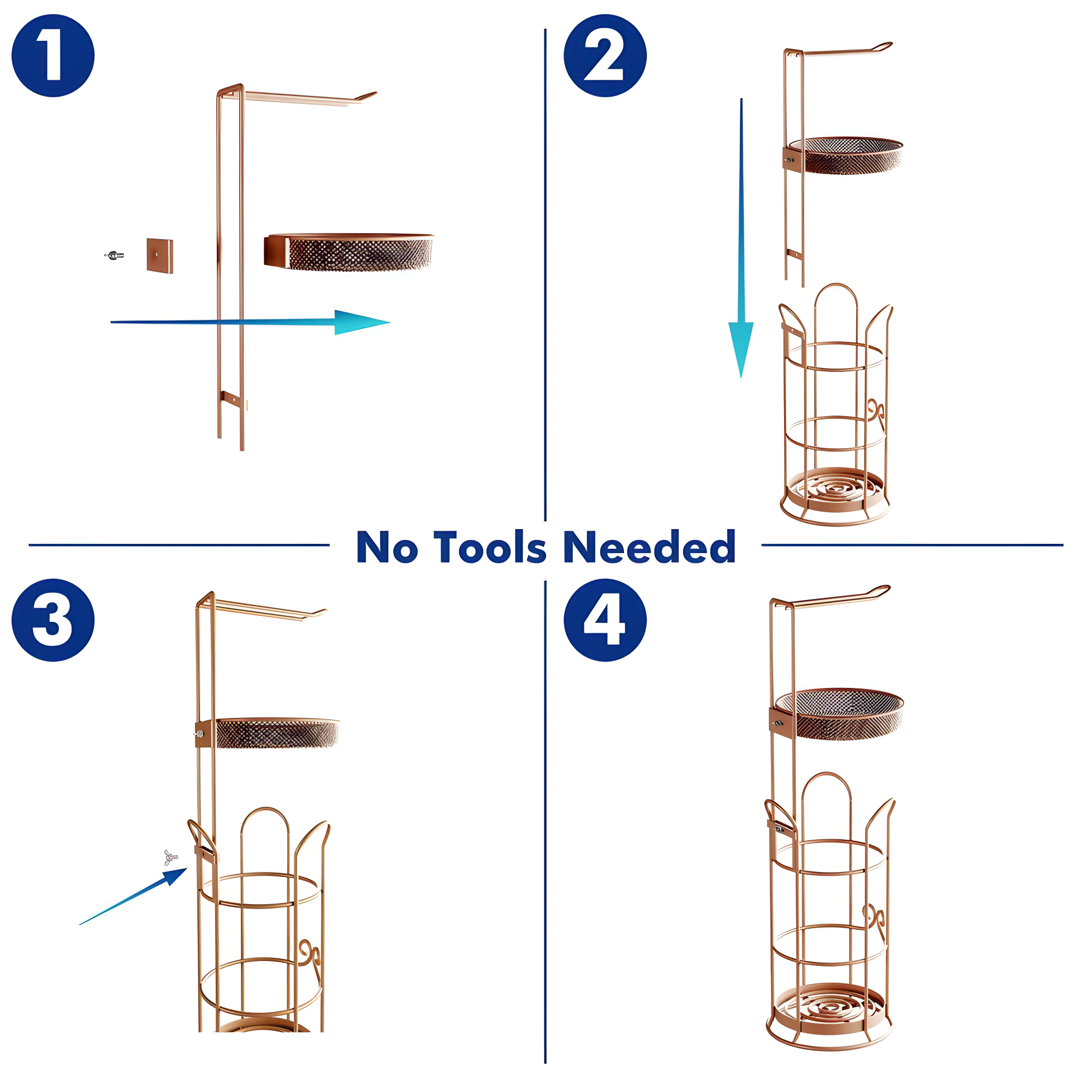 Copper Freestanding Toilet Paper Holder with Shelf and Dispenser
