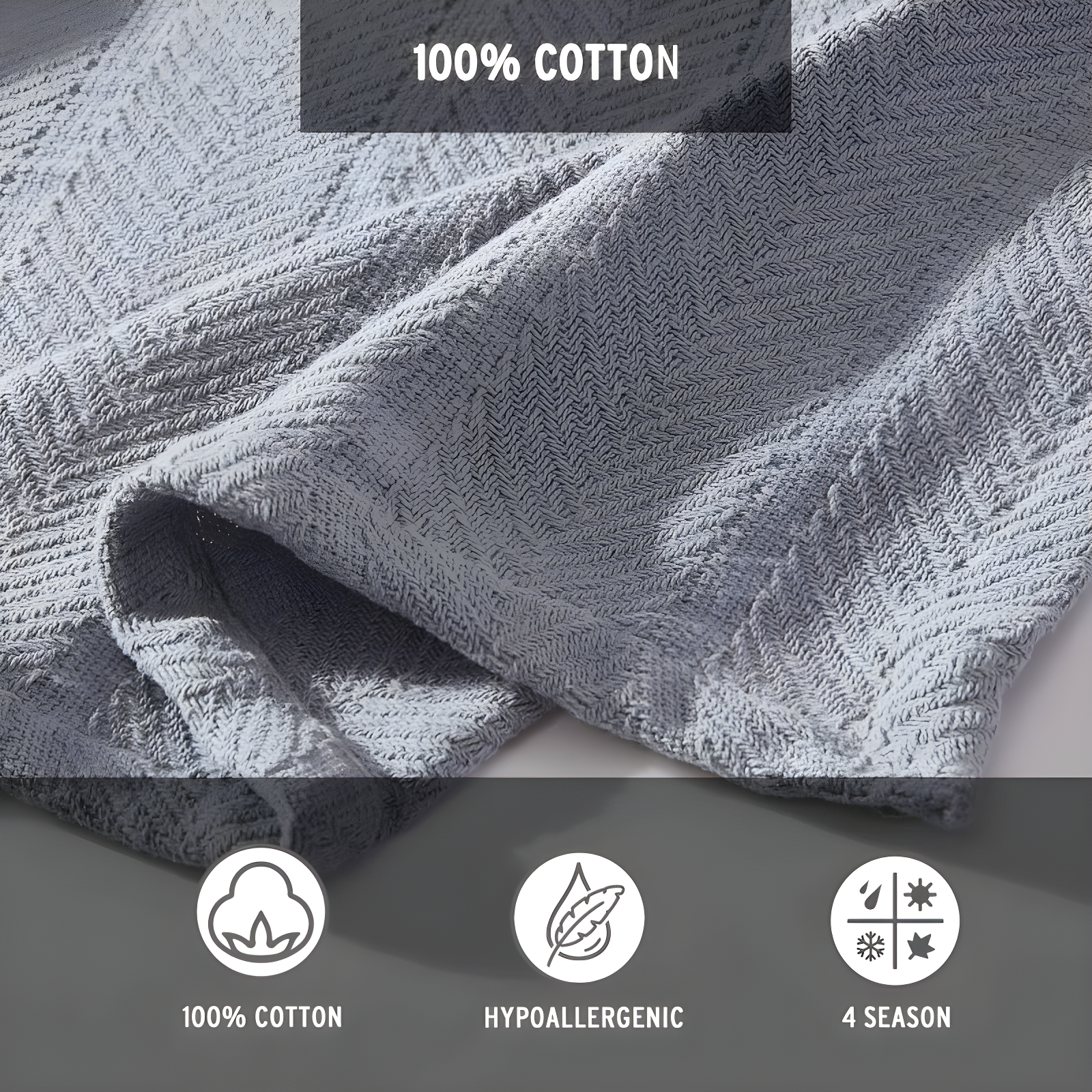 Eddie Bauer Herringbone Cotton Reversible Blanket