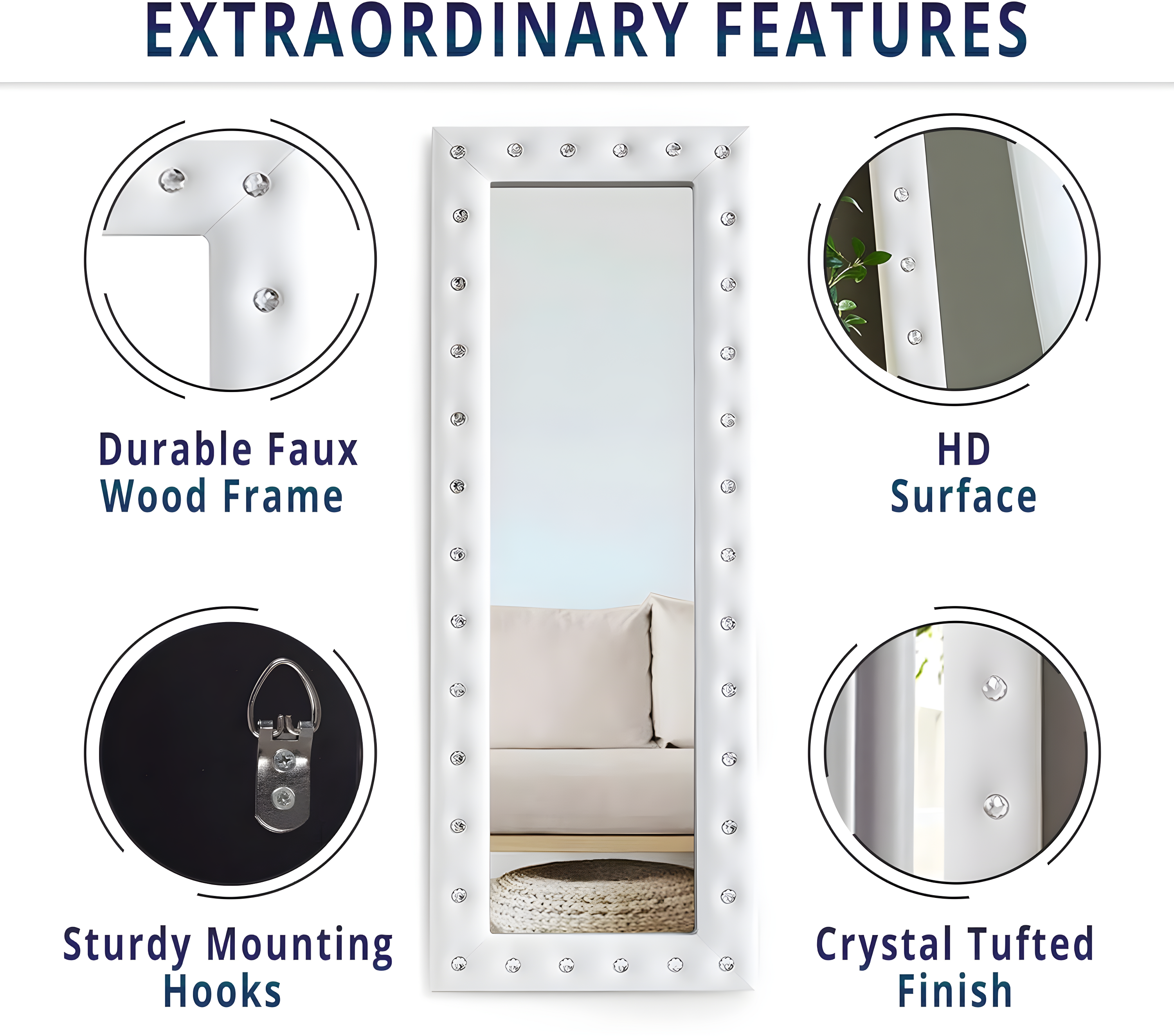 Naomi Home Maisie Modern Aluminum Mirror White