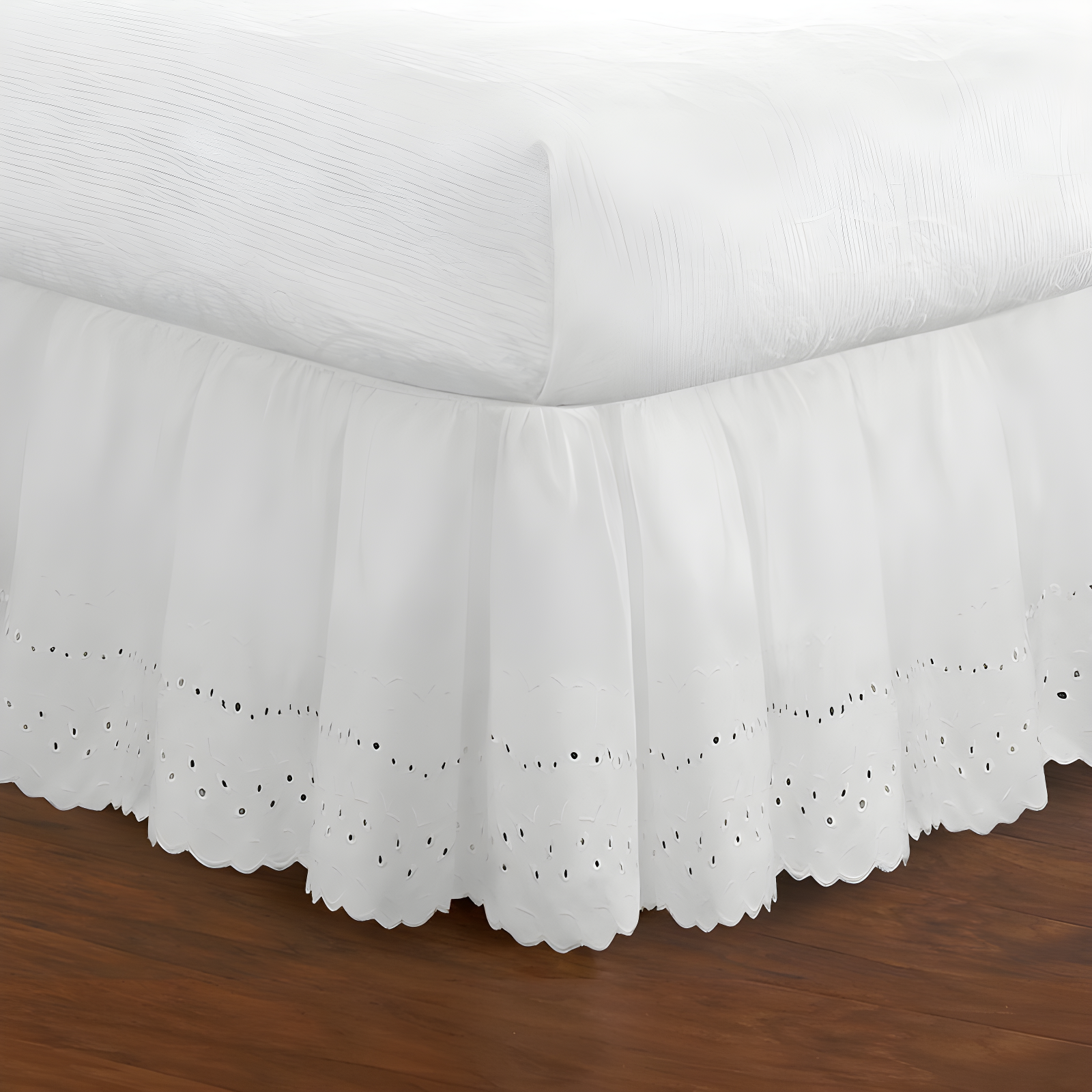Fresh Ideas Fresh Ideas Ruffled Eyelet Bed Skirt, 14" Drop Length