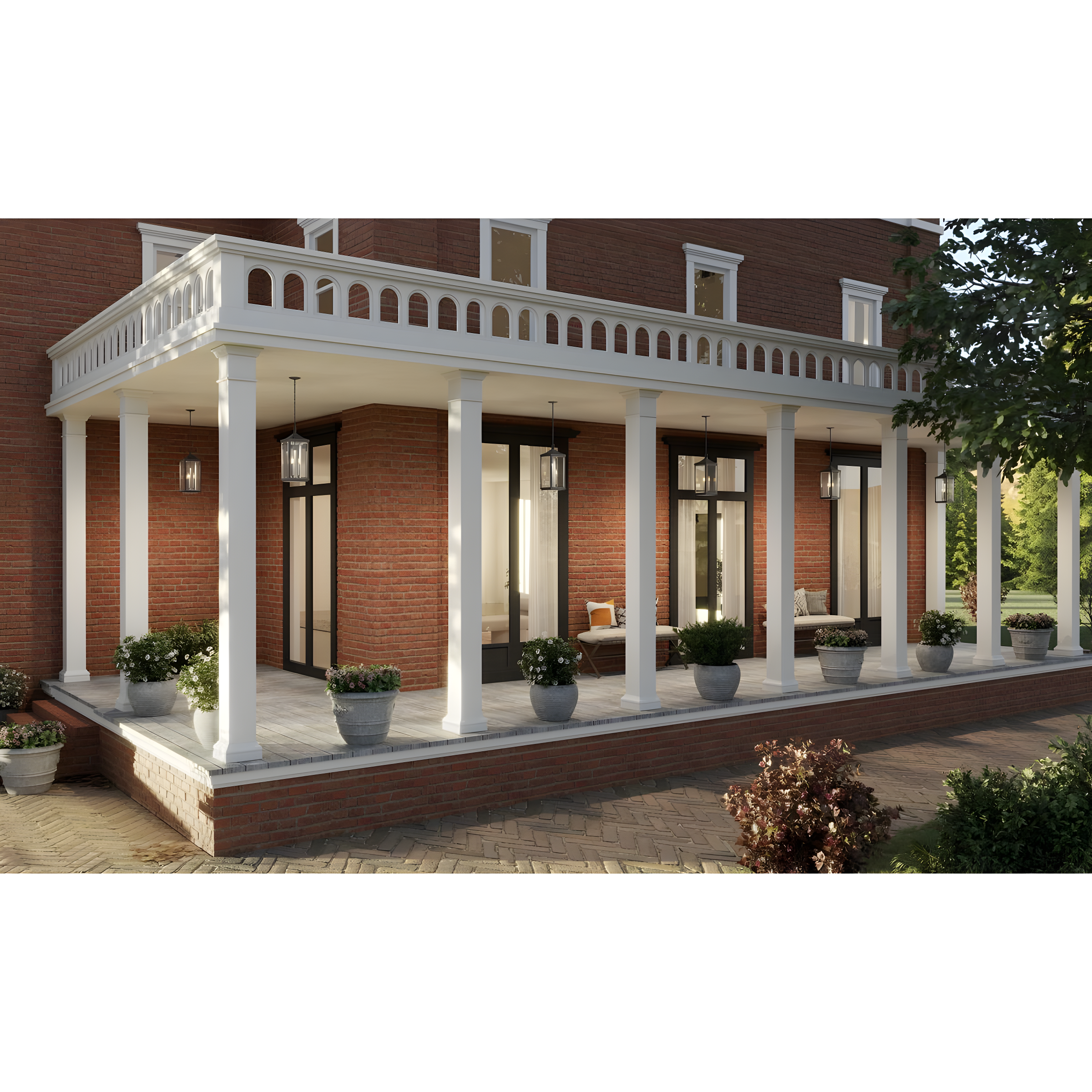 Progress Lighting Gibbes Street 3-Light Outdoor Hanging Lantern, Antique Bronze, Etched White Pillar Shade