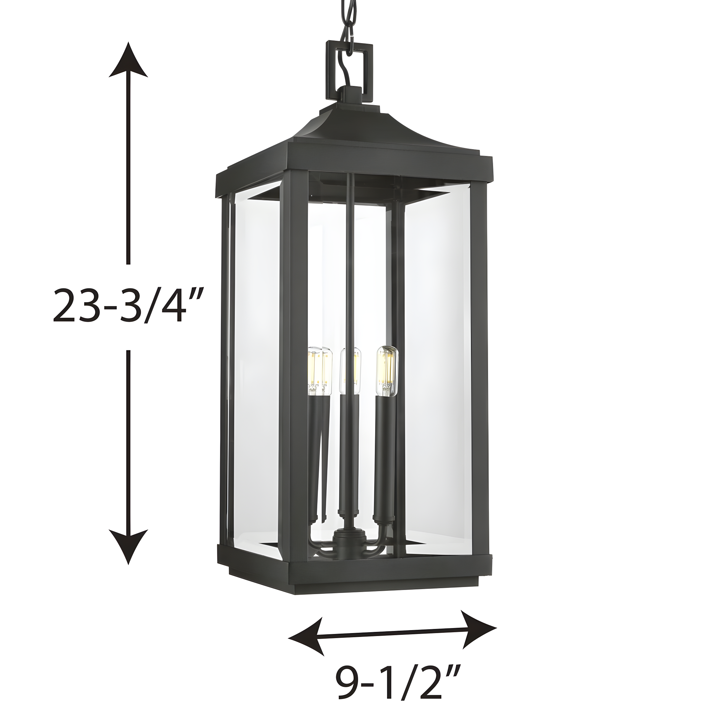 Progress Lighting Gibbes Street 3-Light Outdoor Hanging Lantern, Antique Bronze, Etched White Pillar Shade