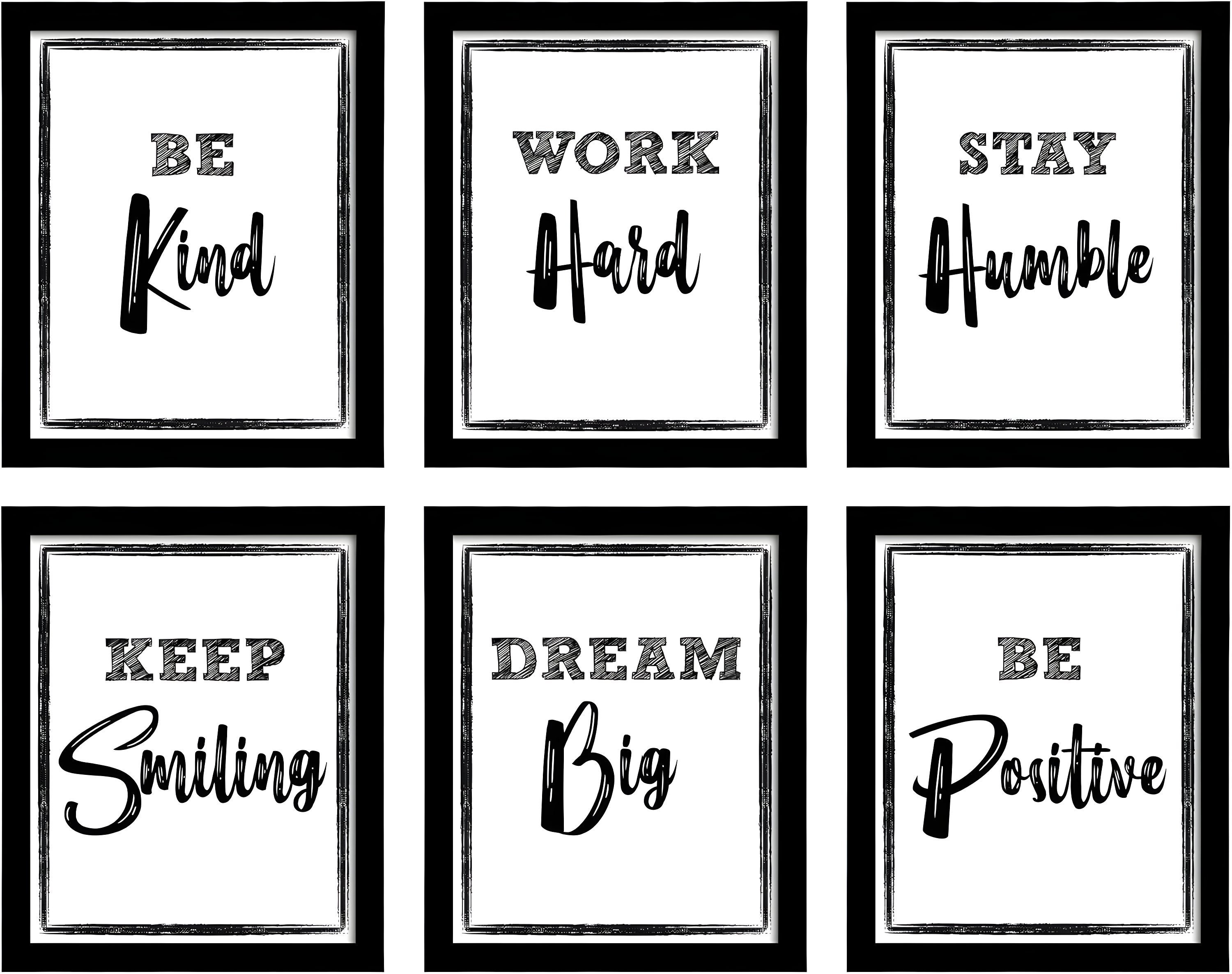 Red Barrel Studio® Inspirational Wall Art, Framed Motivational Canvas Wall Art Positive Quote For Living Room Bedroom Office, Stretched Ready To Hang (Set Of 6, 8X10in, Framed)