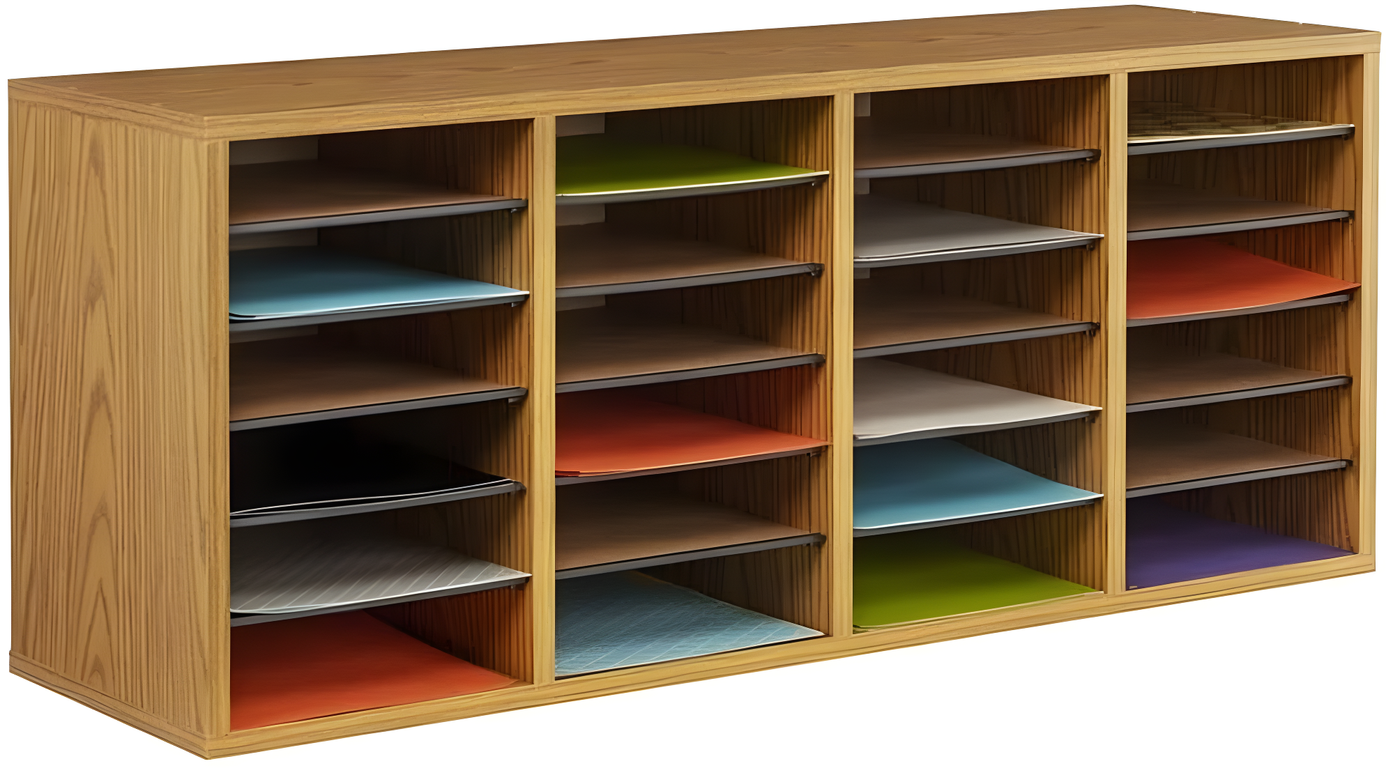 Scranton & Co Medium Oak 24 Compartment Wood Adjustable File Organizer
