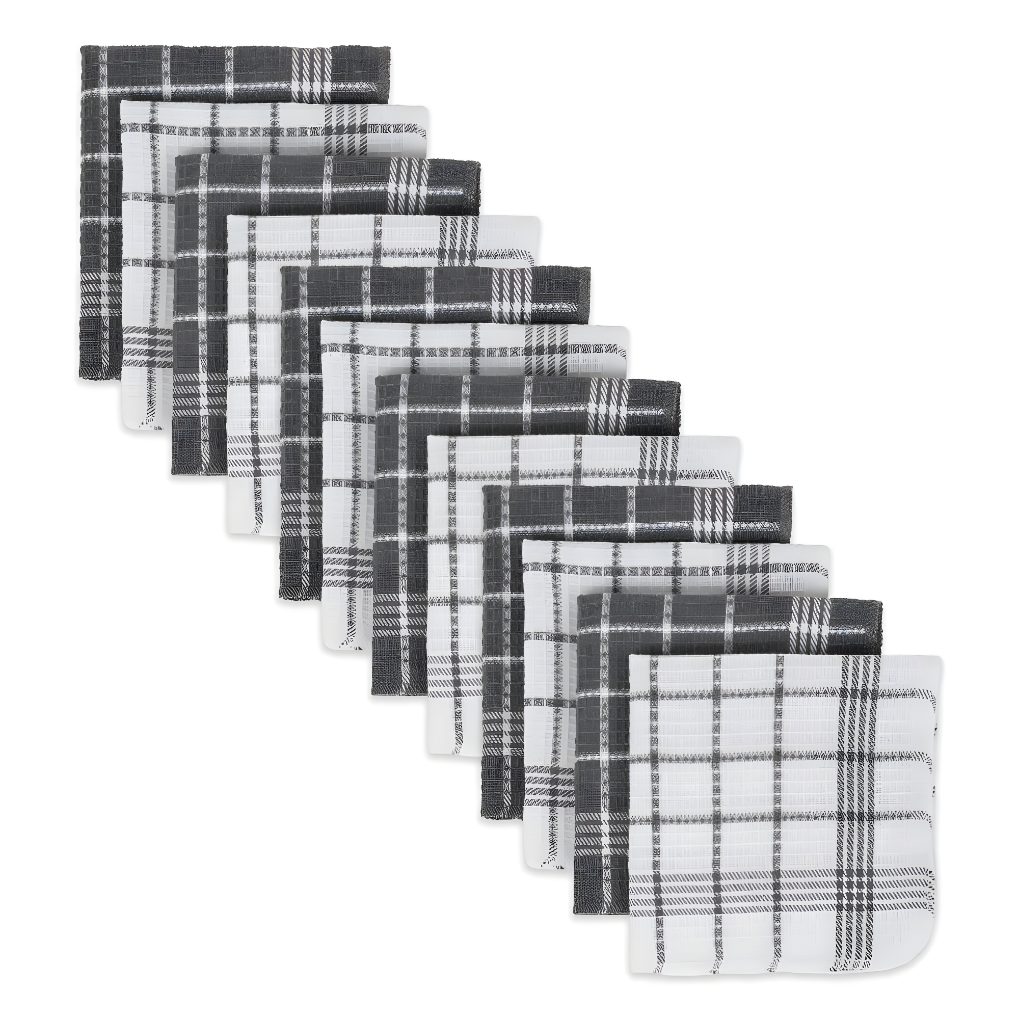Waffle Weave Cotton Plaid Waffle Dish Cloth Kitchen Towel (Set of 12)