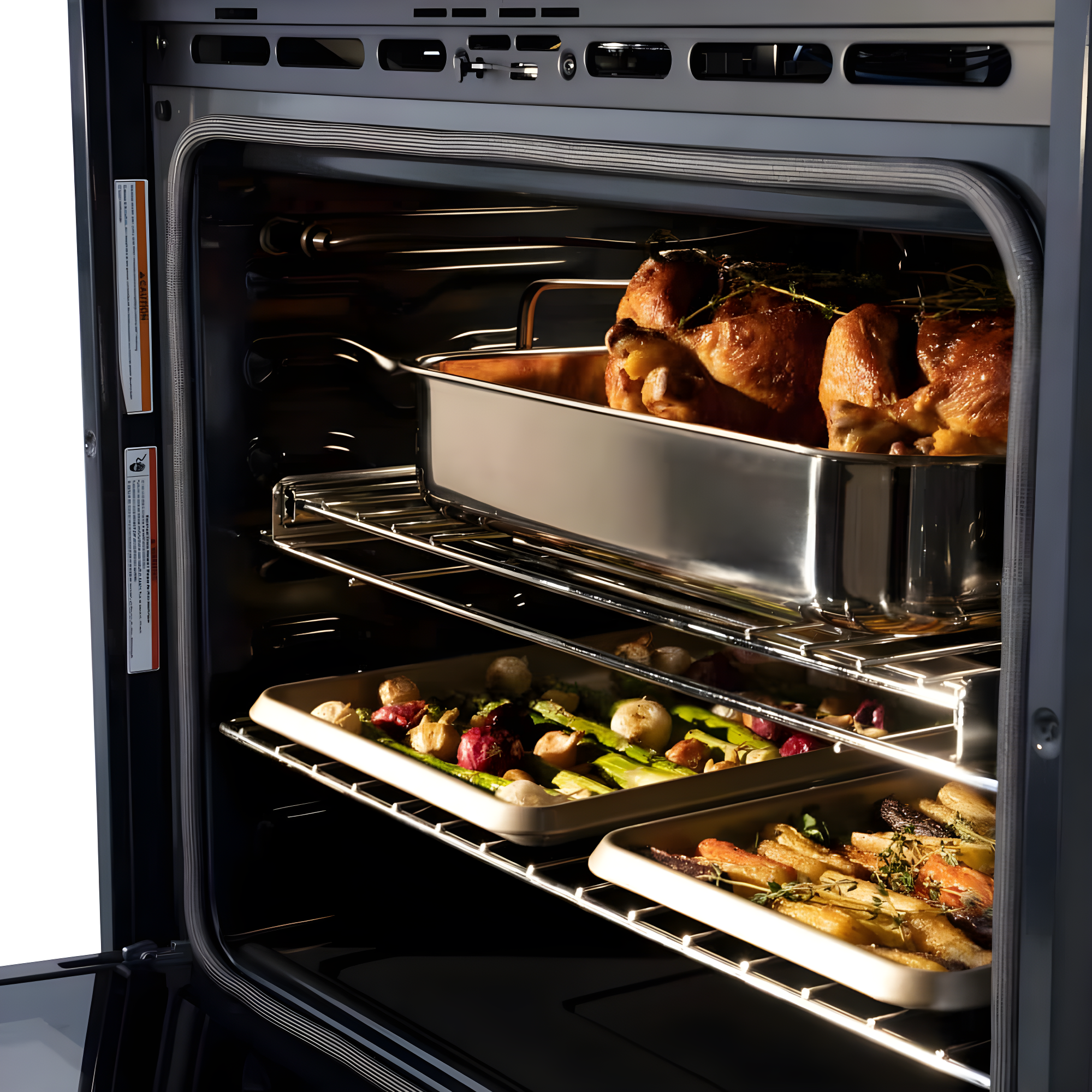 30-Inch Stainless Steel and Matte White Convection Wall Oven