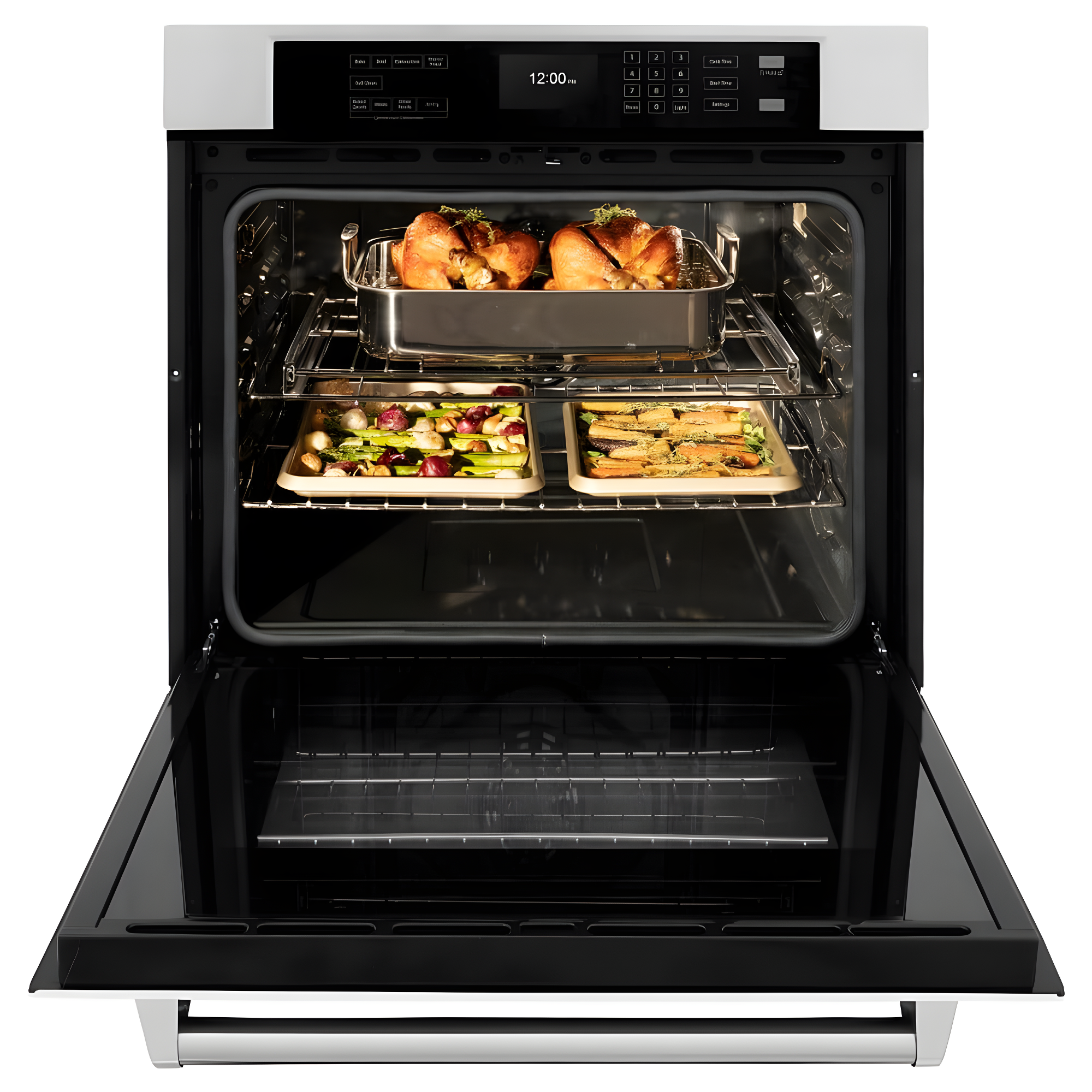 30-Inch Stainless Steel and Matte White Convection Wall Oven