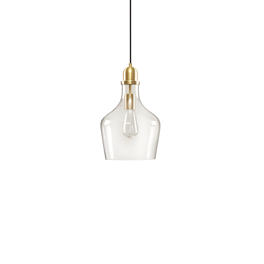 Ink+Ivy 9"x95.5" Auburn Bell Shaped Hanging Glass Simple Industrial Pendant Light Gold: Modern Ceiling Fixture, 60W E26, Adjustable Height