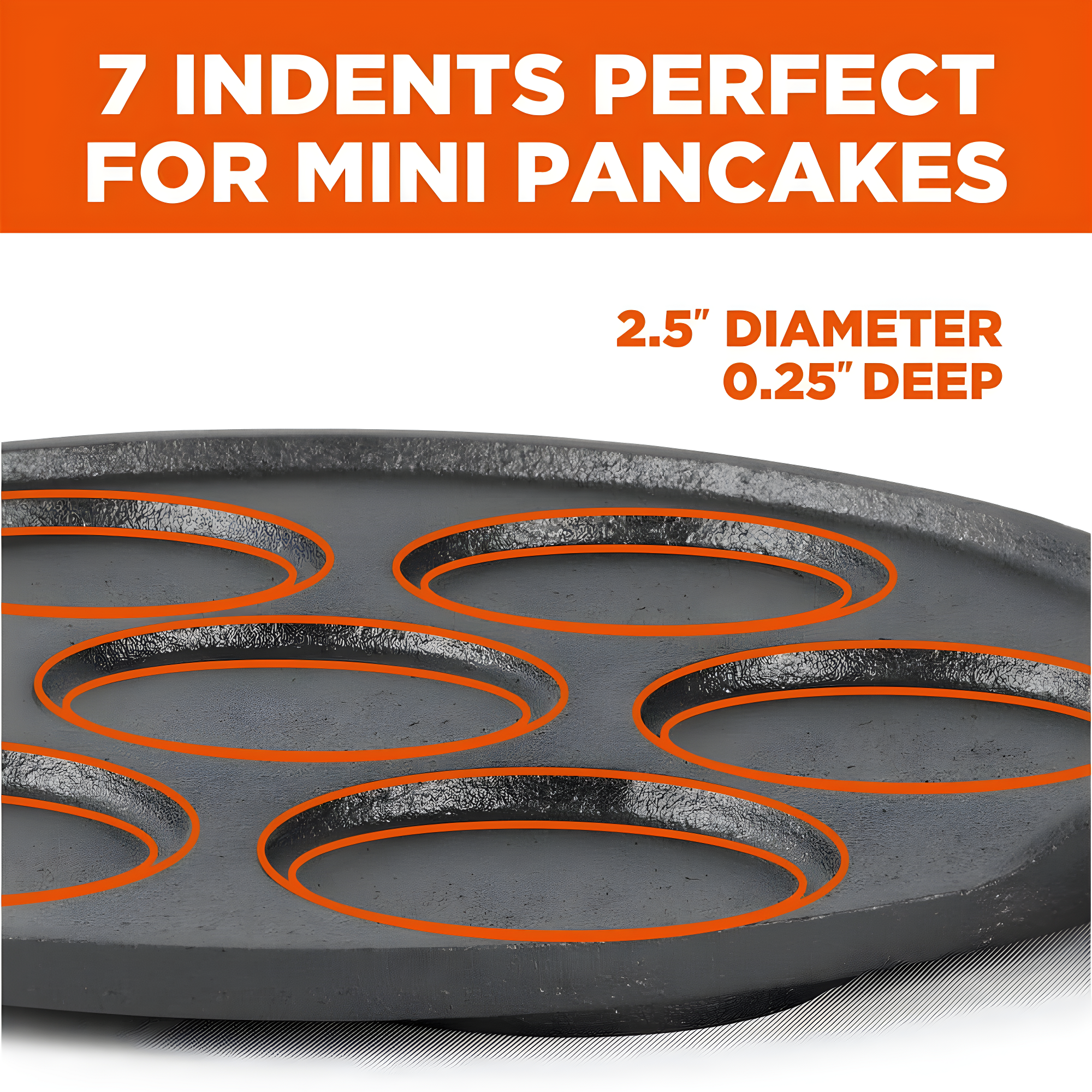 Commercial Chef Commercial CHEF Cast Iron Pancake Pan, Makes 7 Mini Silver Dollar Pancakes