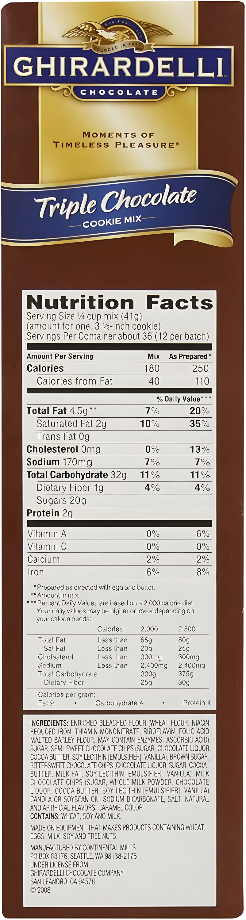Ghirardelli Triple Chocolate Premium Cookie Mix, 52.5 Ounce