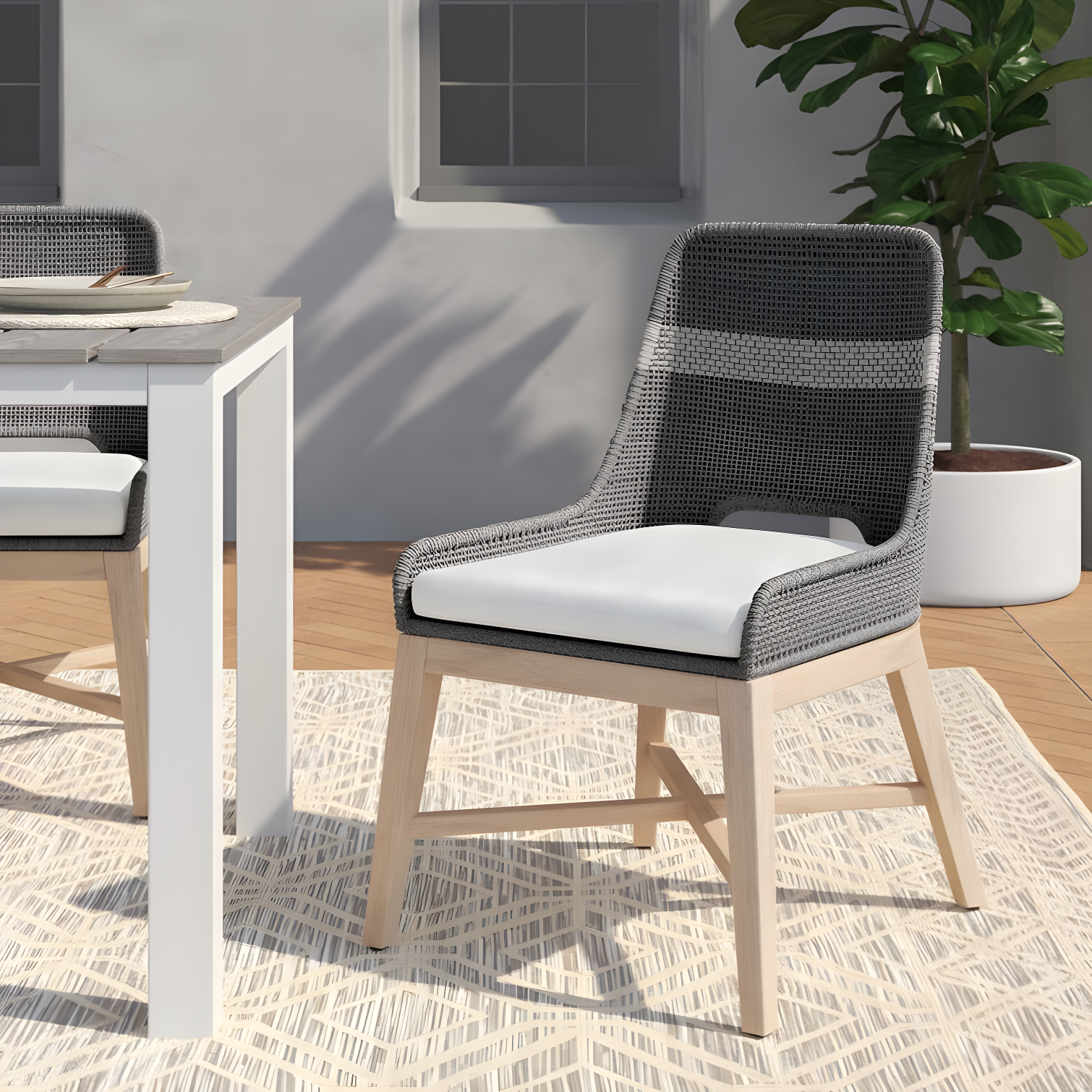 Kinnda Indoor / Outdoor Dining Chair (Set of 2) - Dark Gray