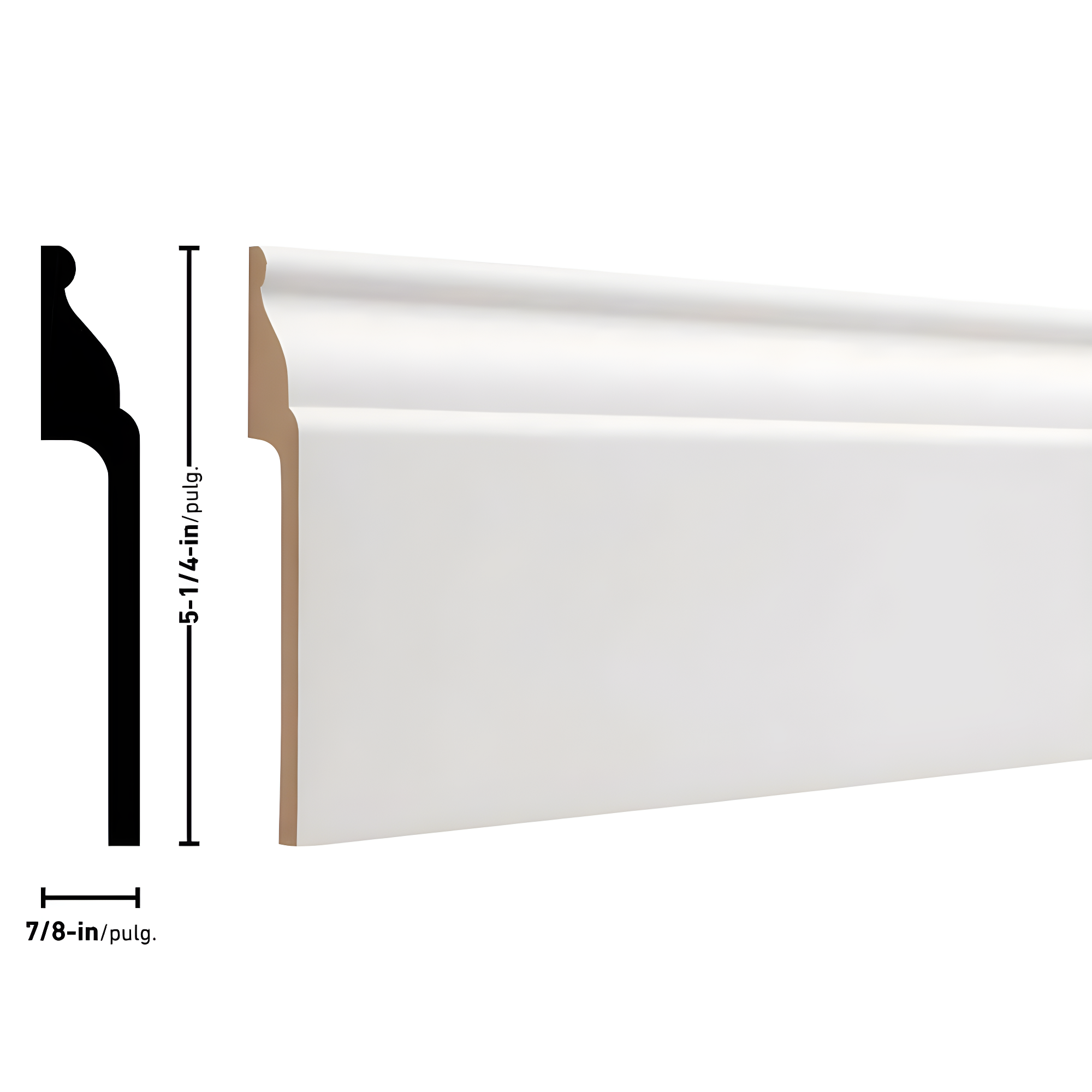 Engineered Wood 5.25'' W x 96'' L Wall Base in White