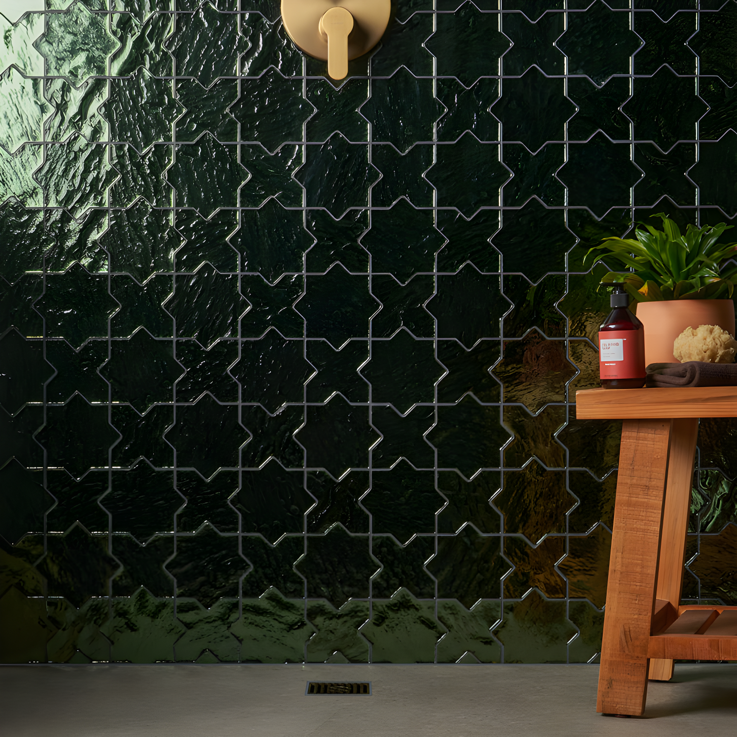 Karma 8.34 In. X 8.34 In. Star Cross Polished Glass Mosaic Wall Tile (0.48 Sq. Ft. / Each)