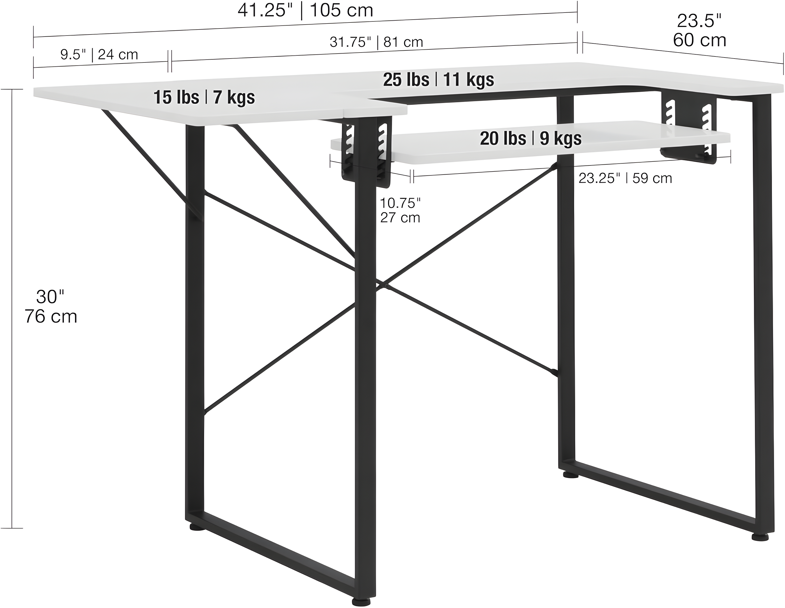 41'' x 23'' Sewing Table with Sewing Machine Platform