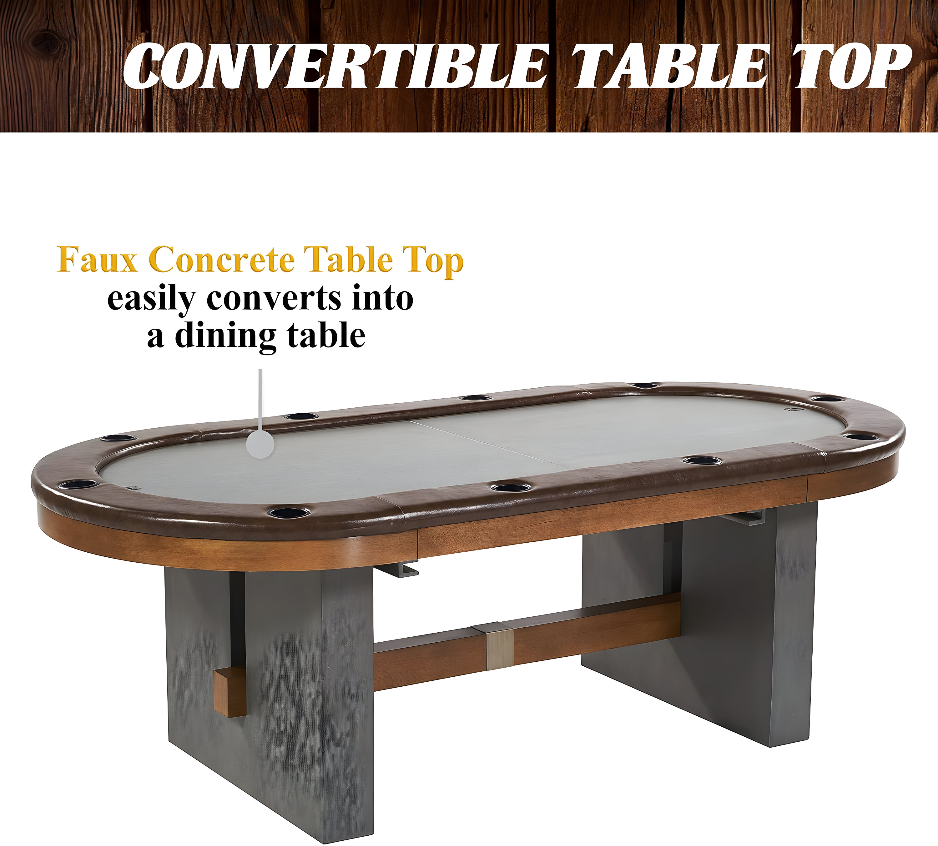 Barrington Urban 10-Player Poker Card Table with Dining Table Top