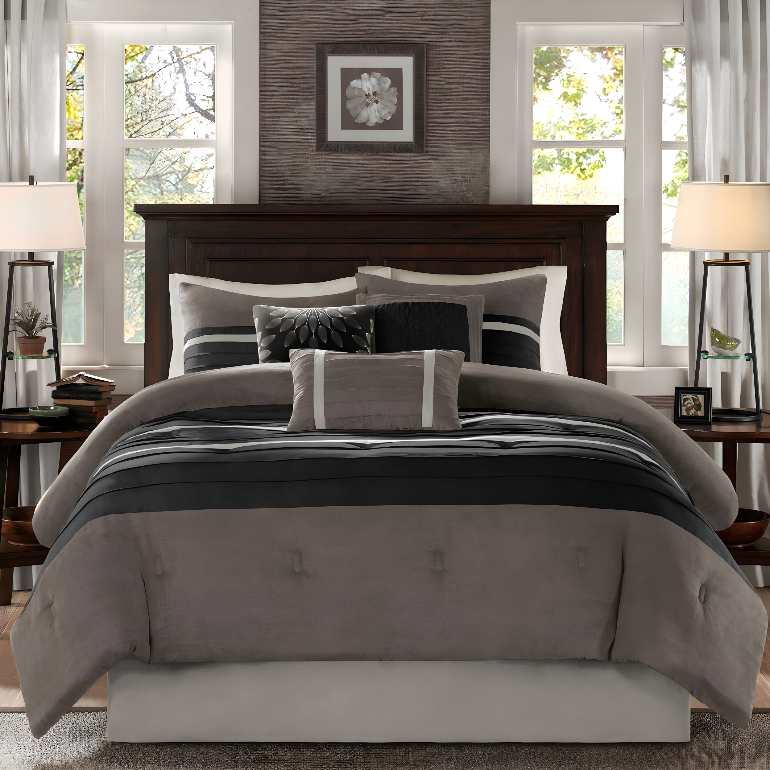Madison Park Palmer 7 PC Pieced Faux Suede Comforter Set
