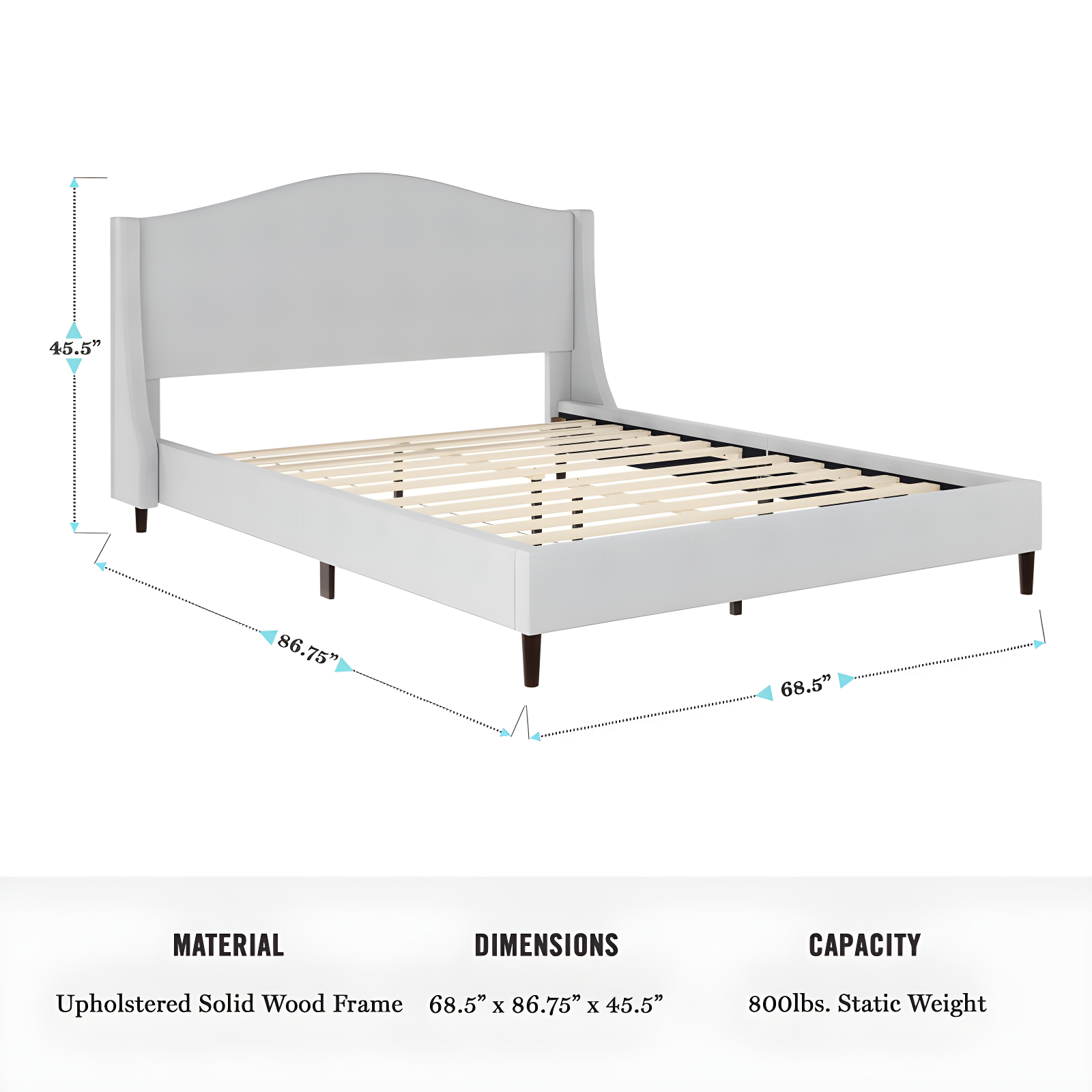 Martha Stewart Martha Stewart Amelia Upholstered Platform Bed With Curved Headboard