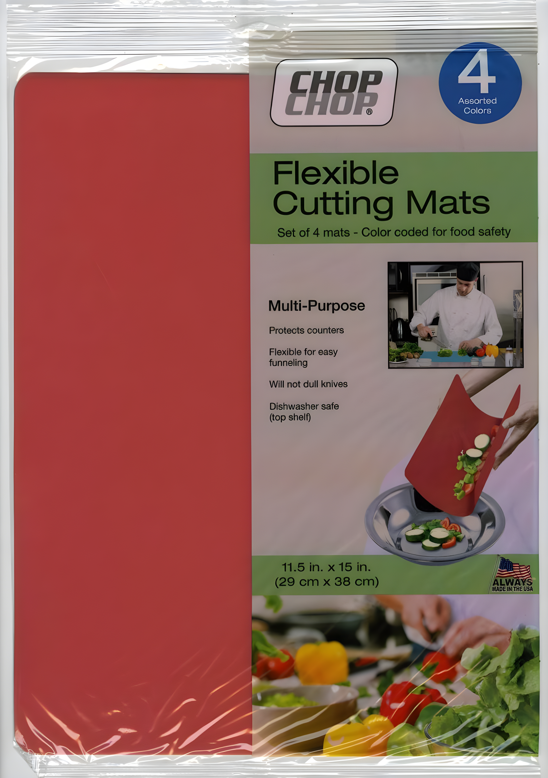 Chop Chop Chop Chop Flexible 4-Piece Plastic Cutting Board Set