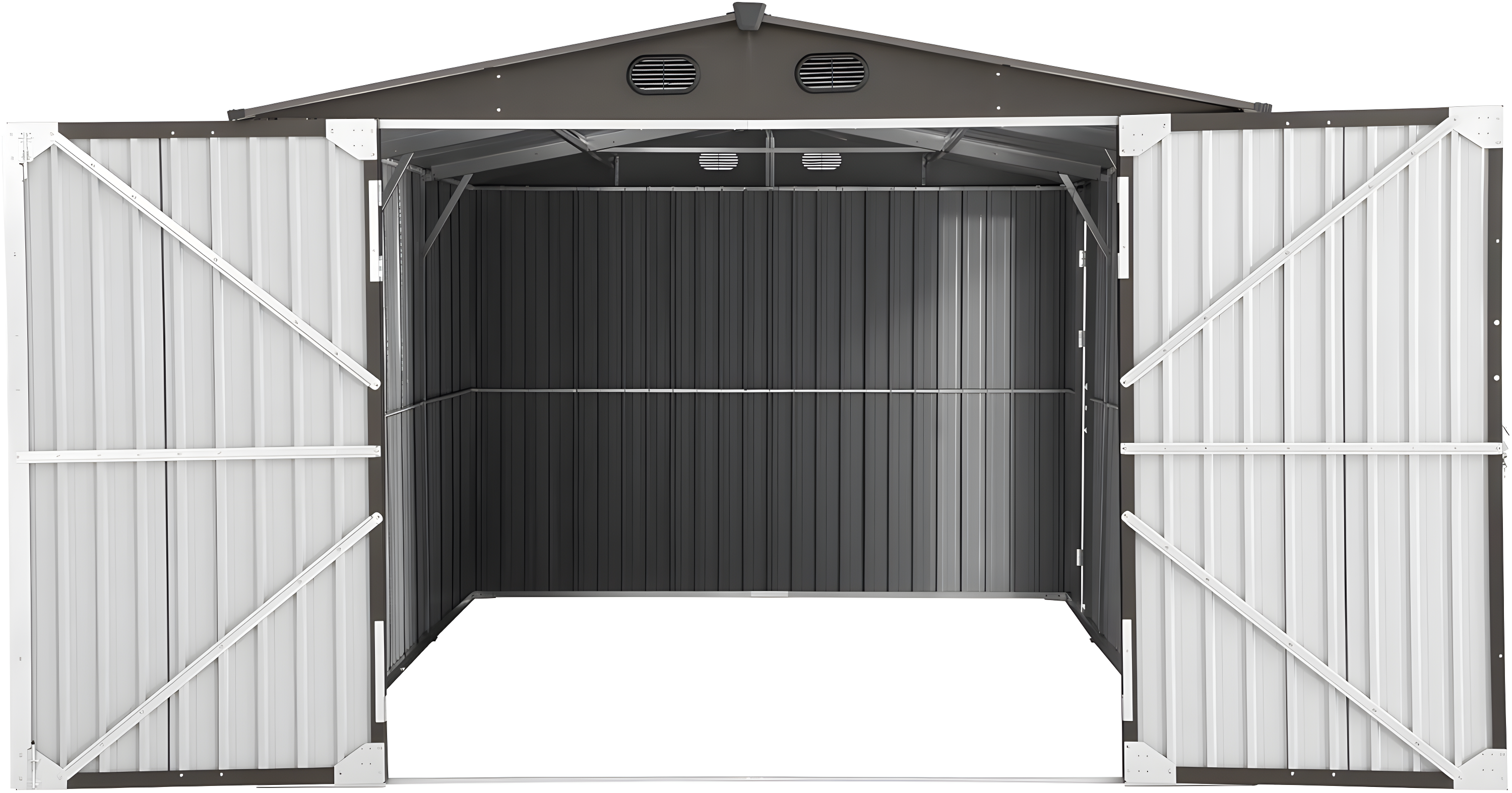 Sunjoy Sunjoy Outdoor Storage Shed 10 x 20 ft. Carport, Patio Metal Utility Large Storage Shed Garage with 2 Doors and 4 Vents, for Car, Truck, Bike, Garbage Can, Tool, Lawnmower