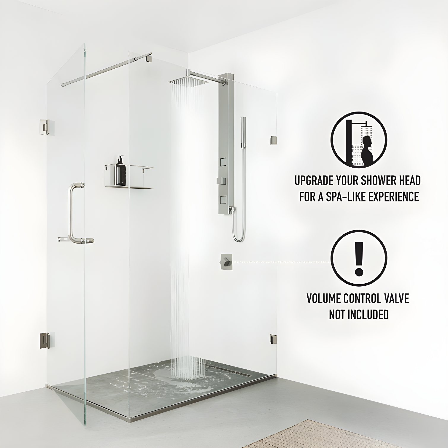 Orchid 39" H X 4" W 2-Jet Shower System with Hand Wand - Requires existing shower head connection