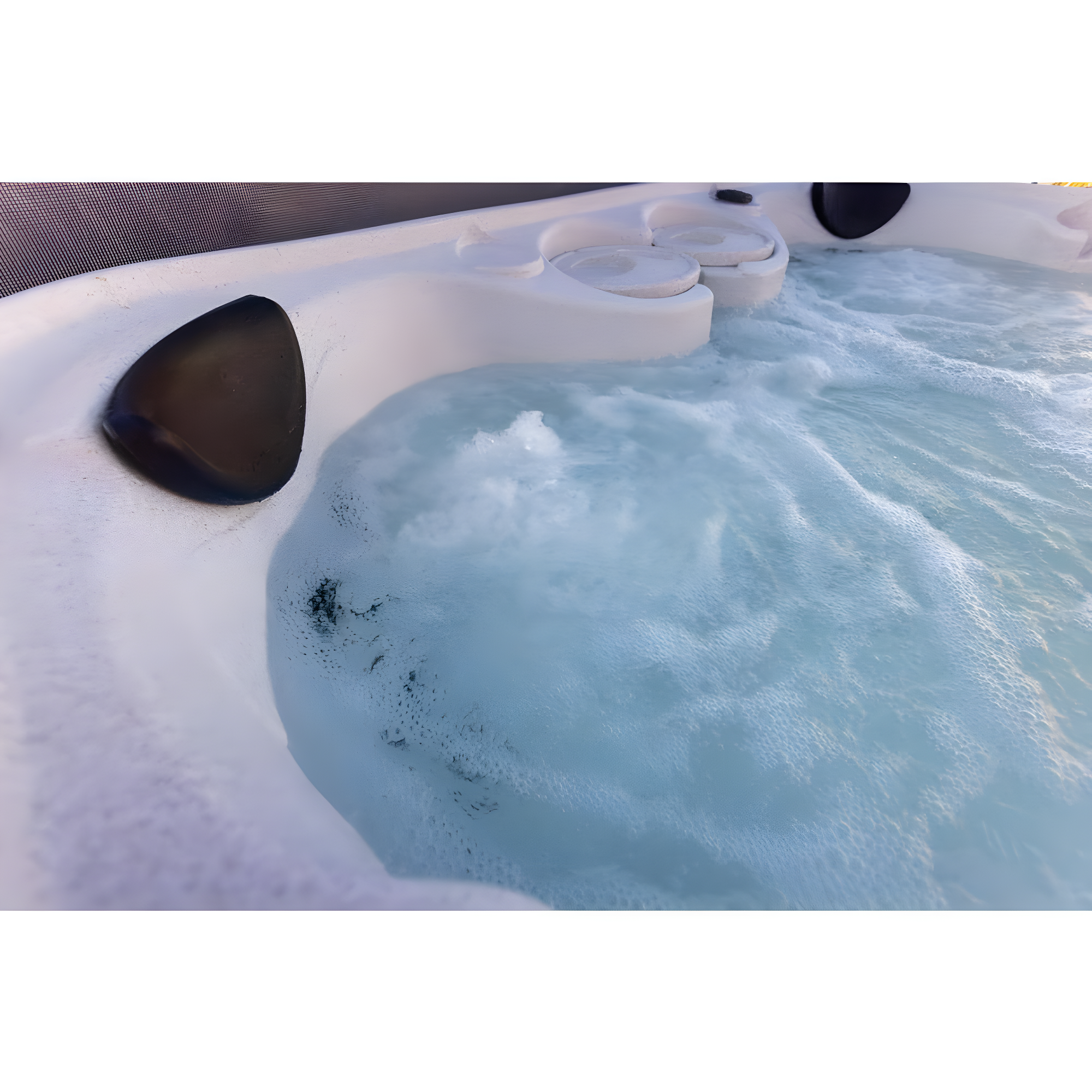 AquaRest DayDream 3500 Ensemble 7-Person 35-Jet Plug & Play Hot Tub with Ozonator, LED Waterfall, Stainless Steel Heater, Step, Cover Lifter and Ice Bucket