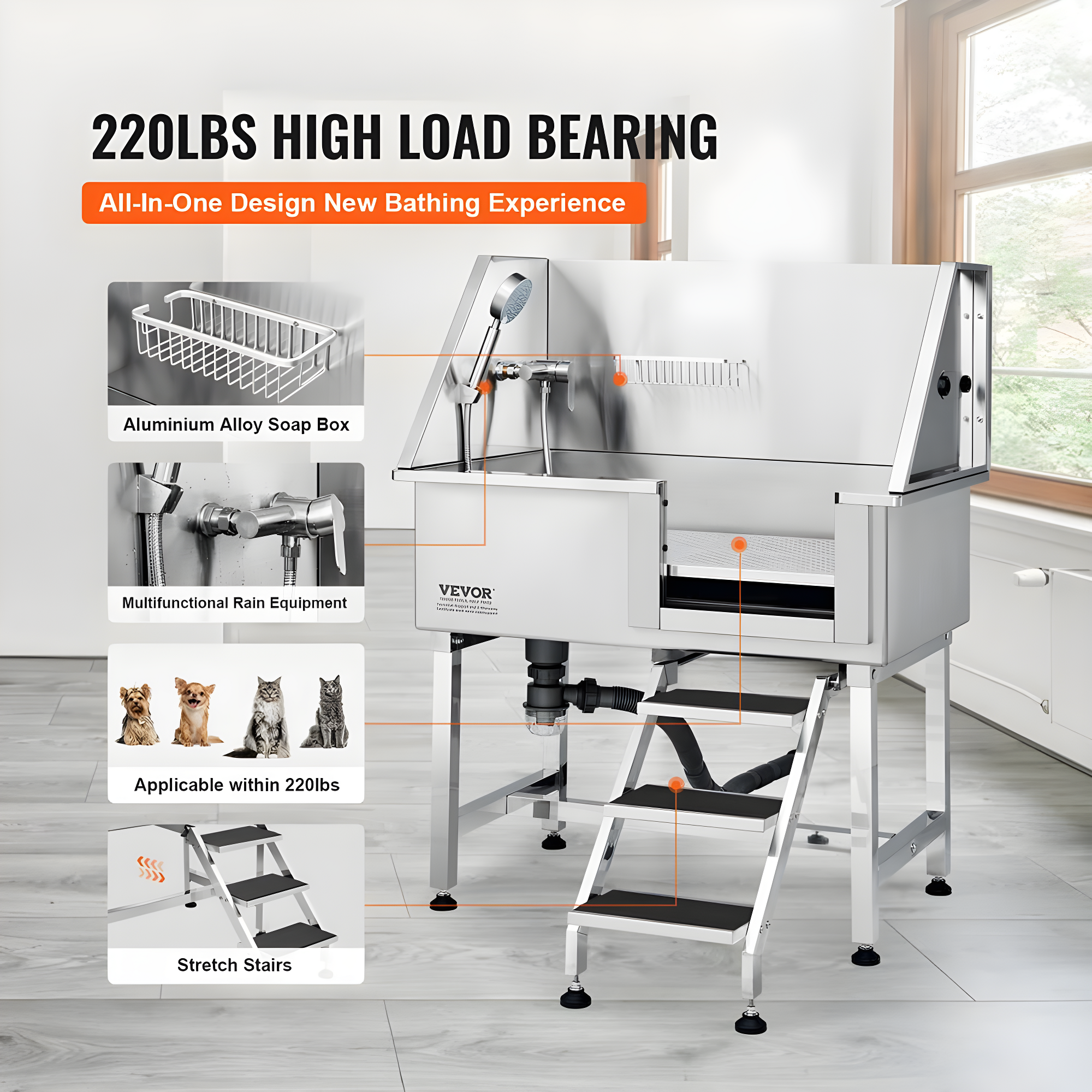 VEVOR Multi-functional Pet Bathtub