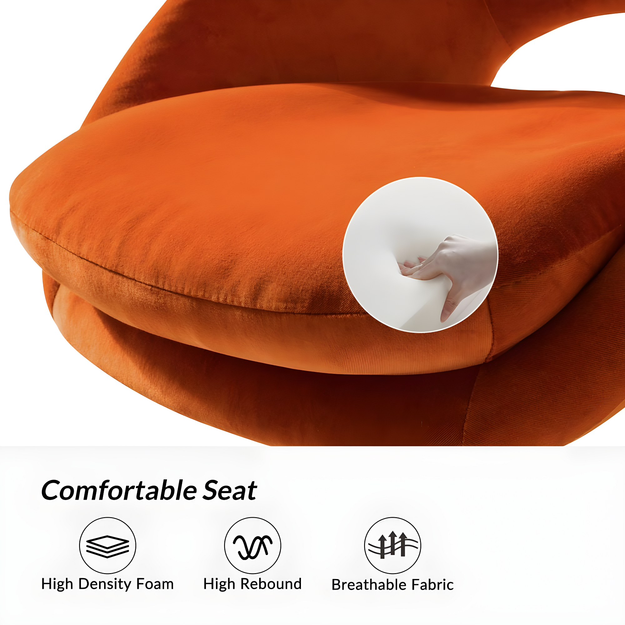 Velvet Home Office Chair Tina's Home Swivel Accent Chair Adult Makeup Chair Metal Leg Bedroom,Orange