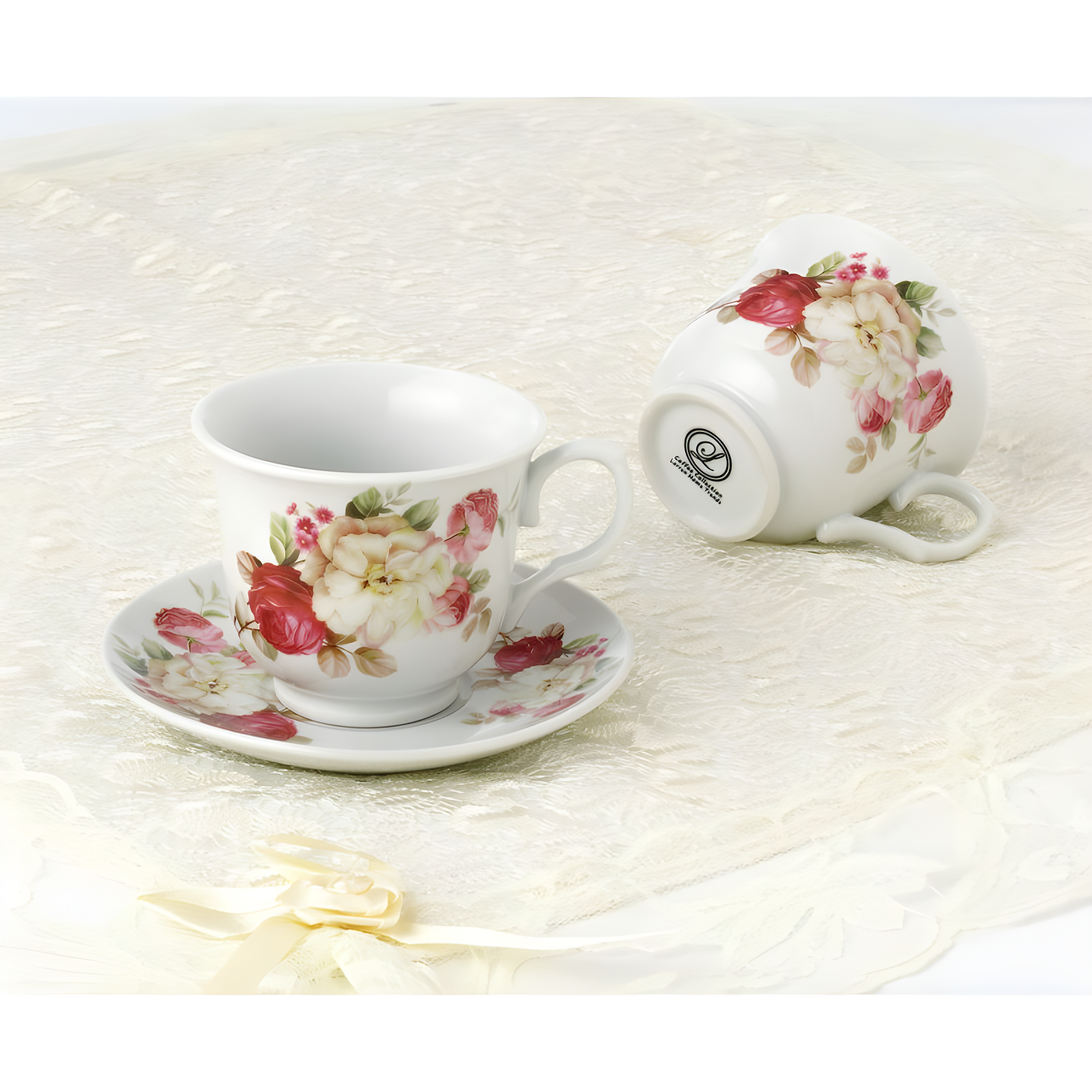 Lorren Home Trends 4 Piece Teacup & Saucer Set